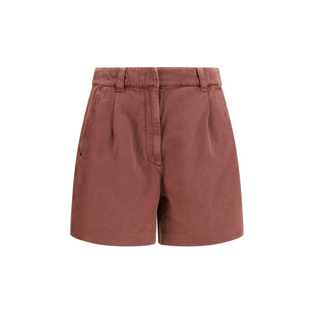 Brunello Cucinelli Braune Baumwoll-Bermudashorts-1