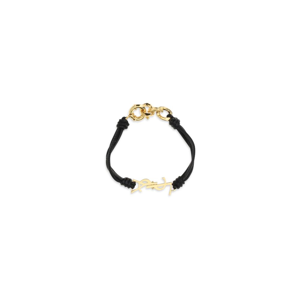 Saint Laurent Schwarzes Kalbsleder Bos Taurus Armband-1