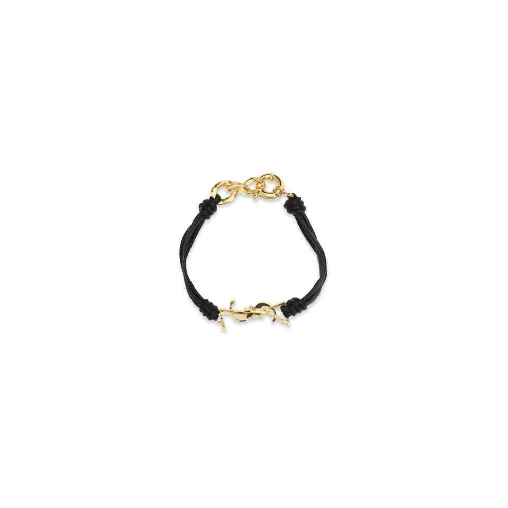 Saint Laurent Schwarzes Kalbsleder Bos Taurus Armband-2