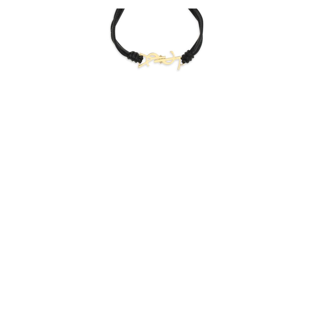 Saint Laurent Schwarzes Kalbsleder Bos Taurus Armband-3