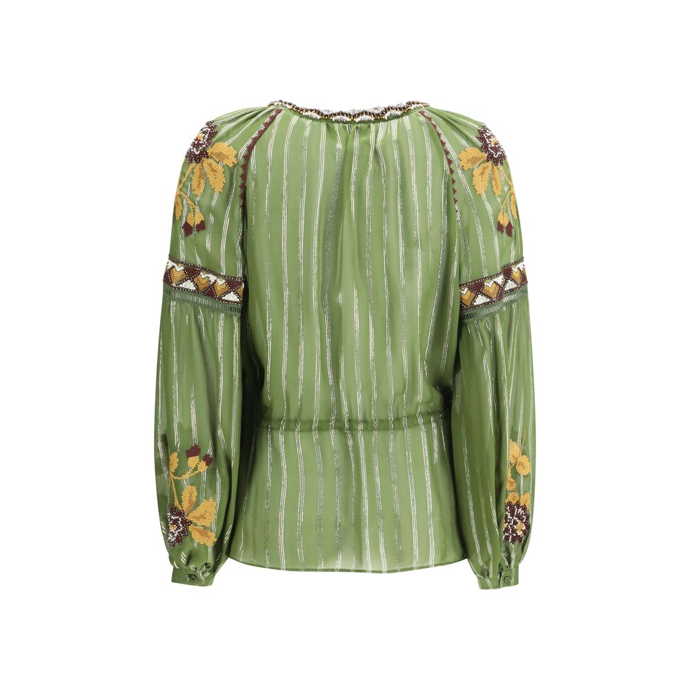 Valentino Two-Tone Silk Pattern Blouse-2