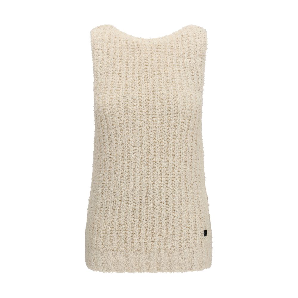 Balmain Beige Cotton Sleeveless Sweater-1
