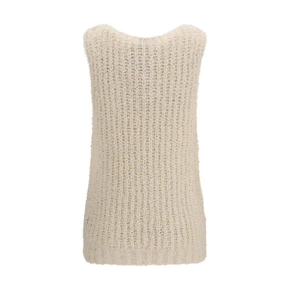 Balmain Beige Cotton Sleeveless Sweater-2