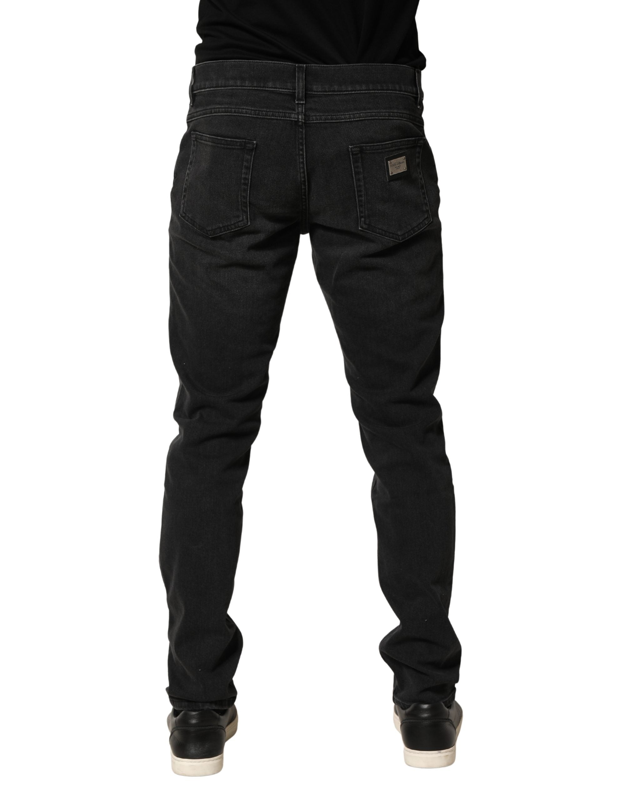 Dolce & Gabbana Schwarze Baumwoll Stretch Regular Skinny Jeans-3