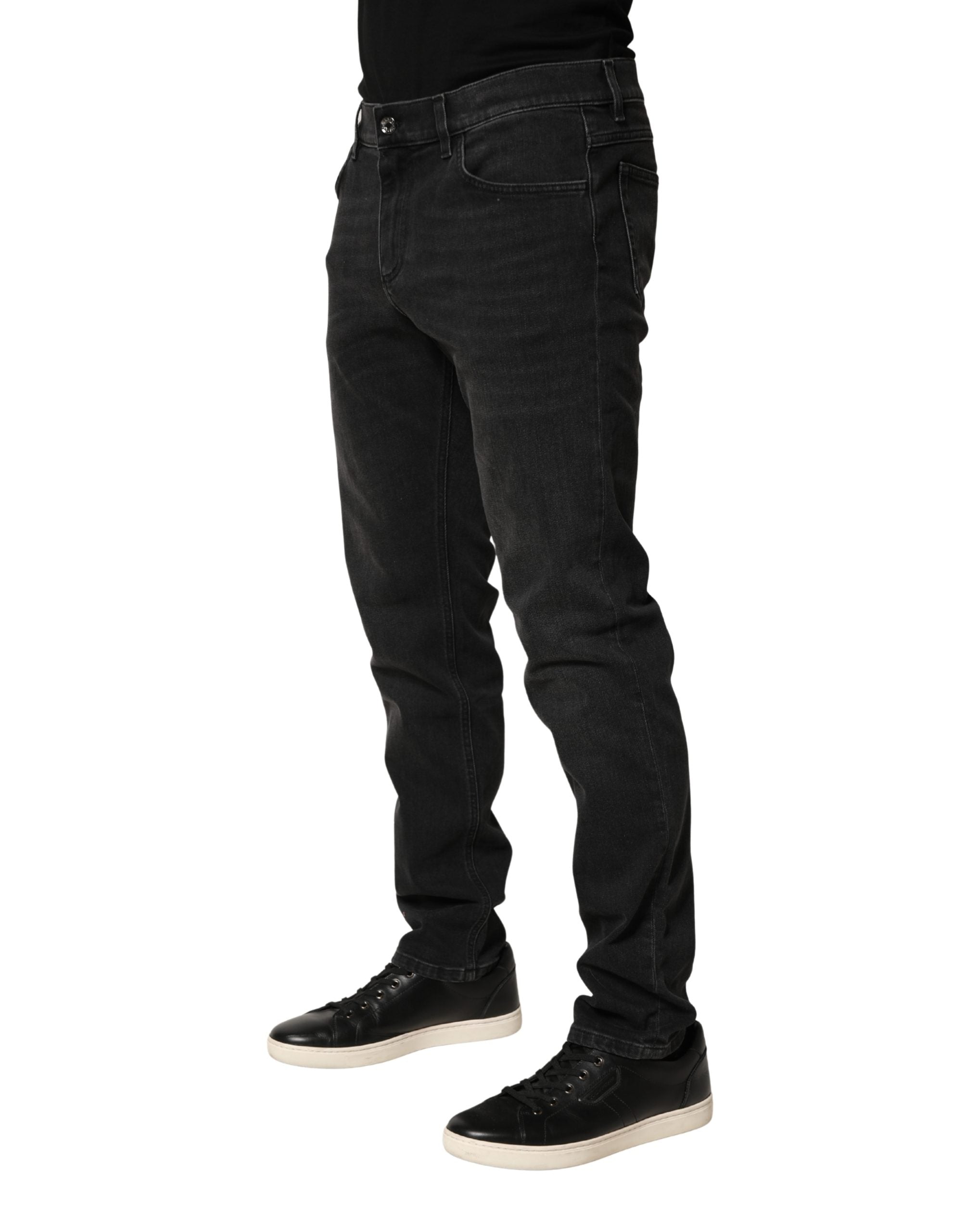 Dolce & Gabbana Schwarze Baumwoll Stretch Regular Skinny Jeans-4
