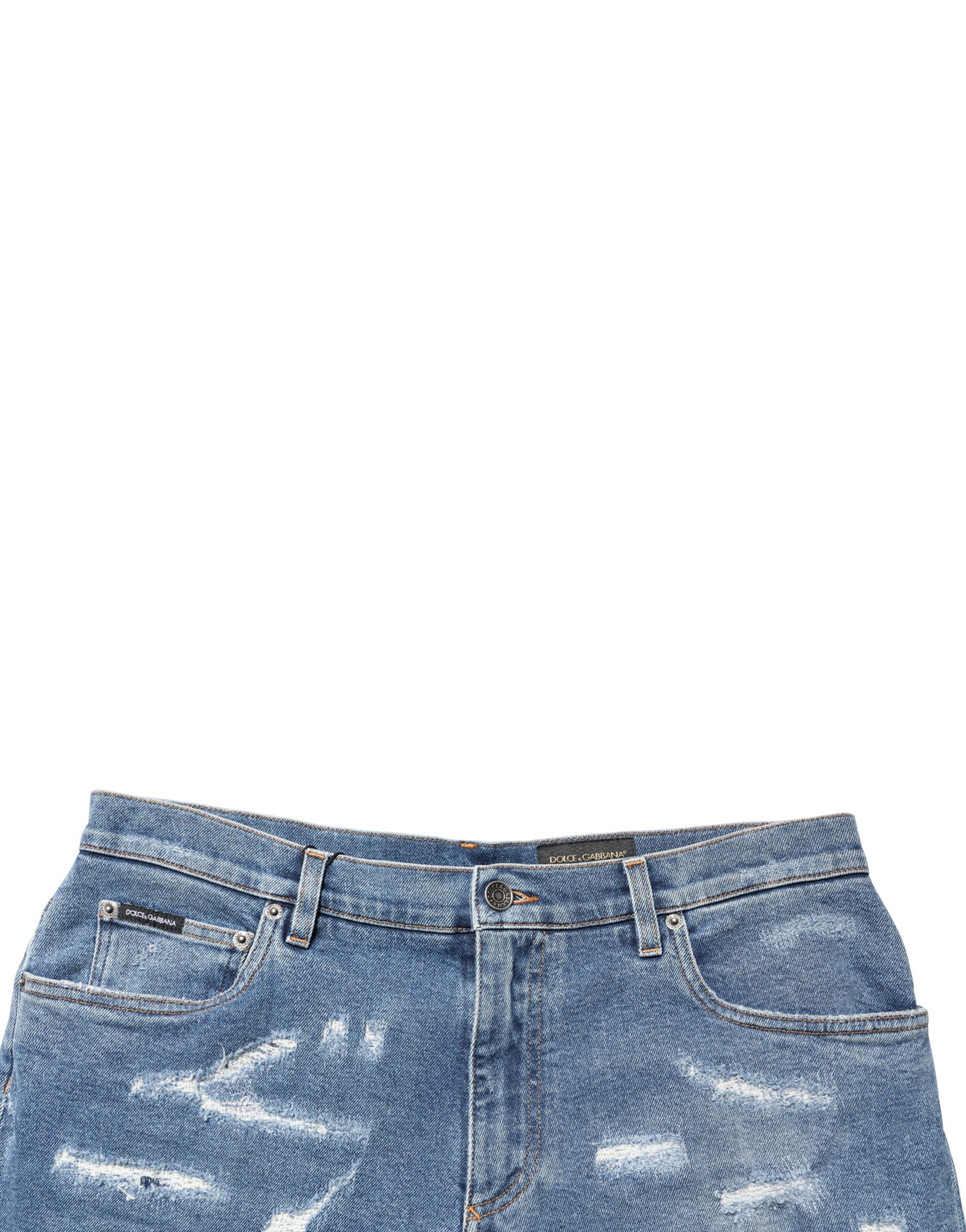 Dolce & Gabbana Blaue Baumwoll-Bermudashorts aus distressed Denim-2