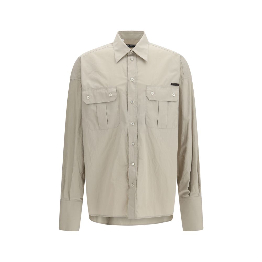 Dolce & Gabbana Beige Cotton Dress Shirt-1