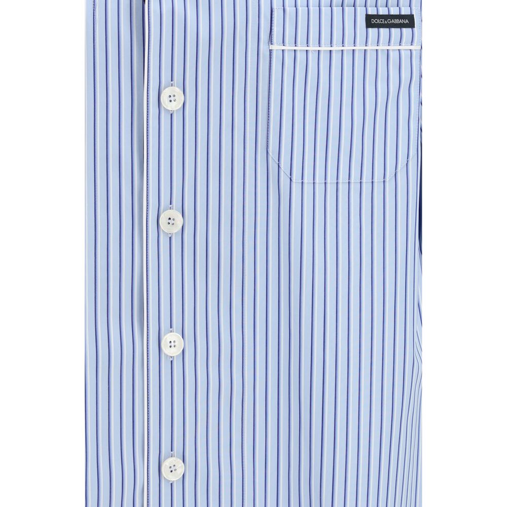 Dolce & Gabbana Blue Cotton Short-Sleeve Shirt-3