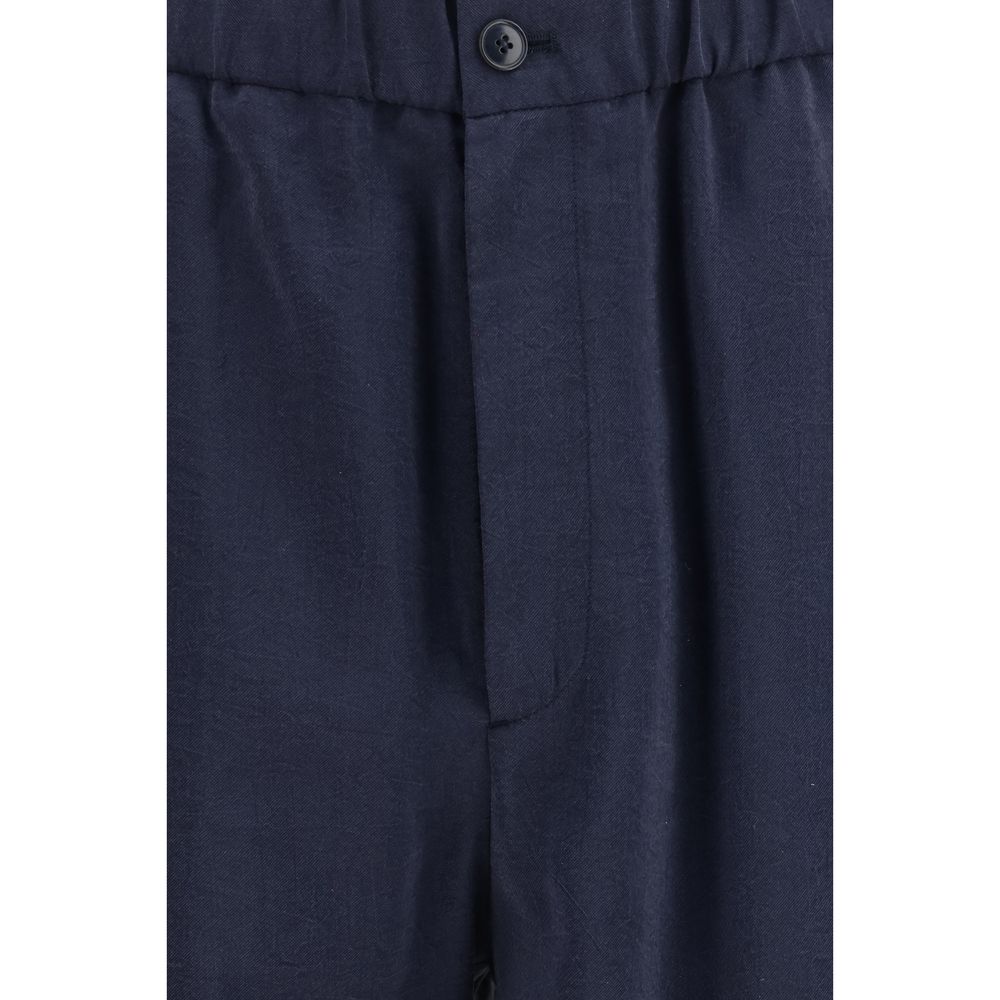 Giorgio Armani Blue Silk Casual Trousers-3