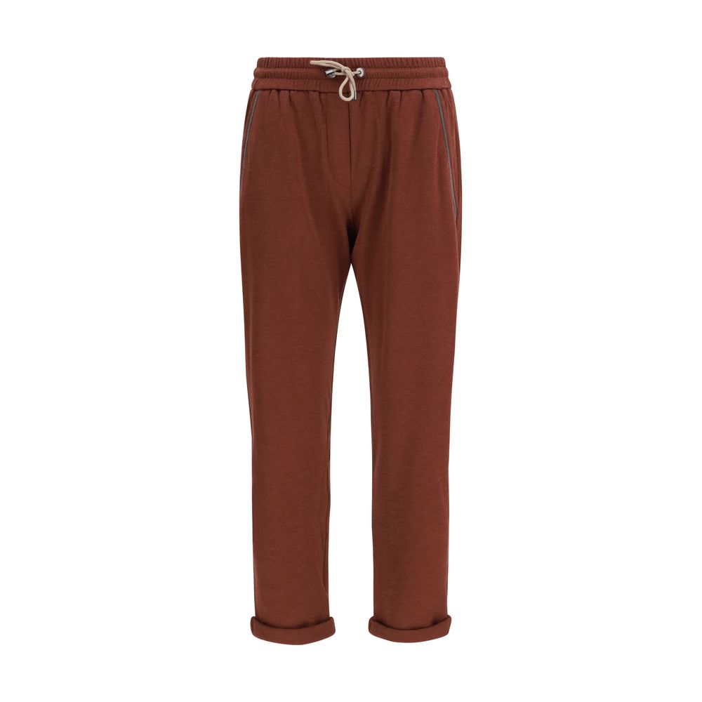 Brunello Cucinelli Bordeaux Baumwollhose im Casual-Look