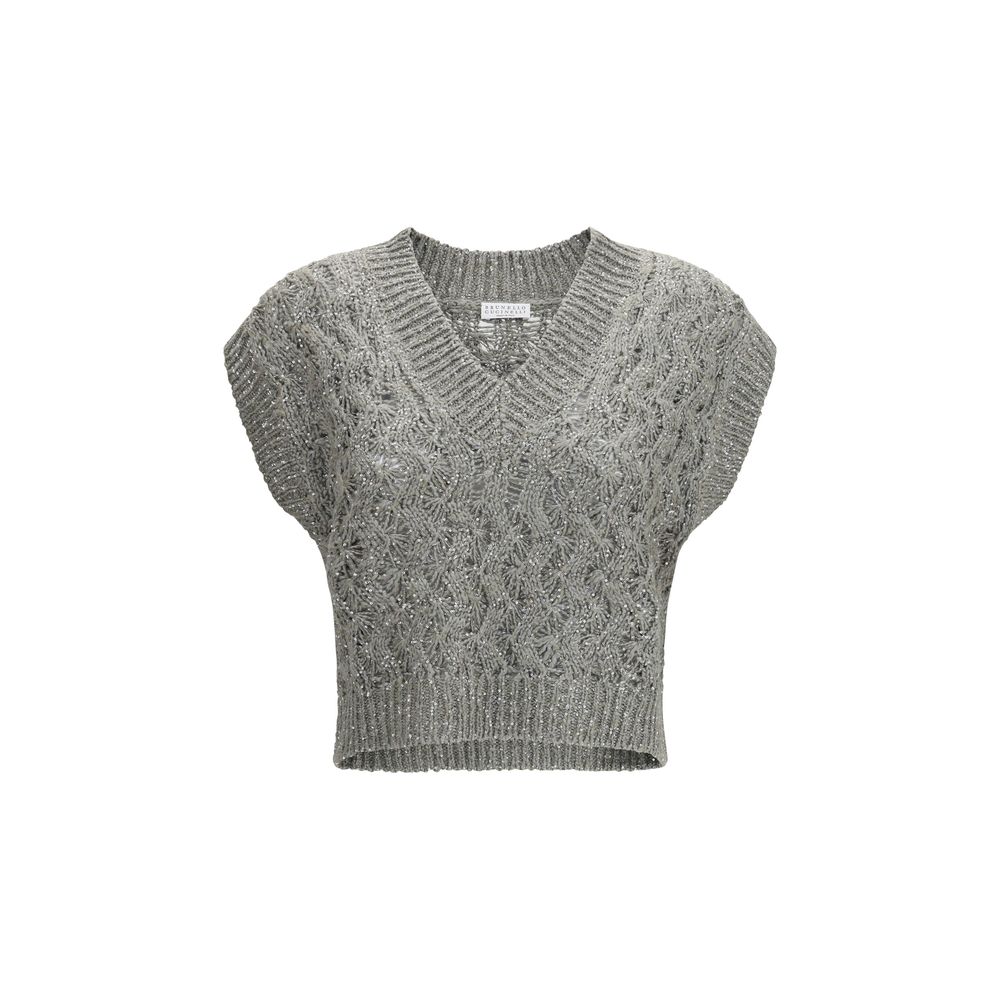 Brunello Cucinelli Zweifarbiger Seiden-Sweatshirt-1