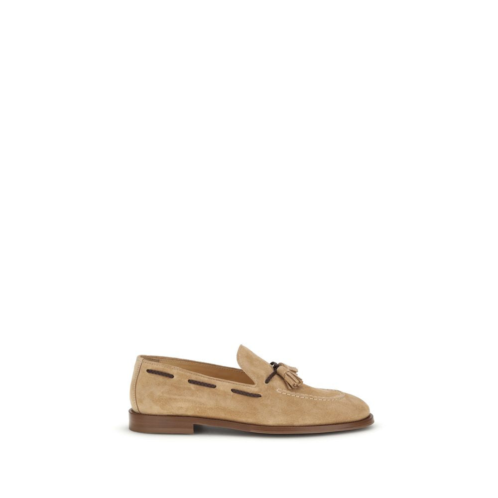Brunello Cucinelli Brown Calfskin Bos Taurus Slipper-Loafers-1