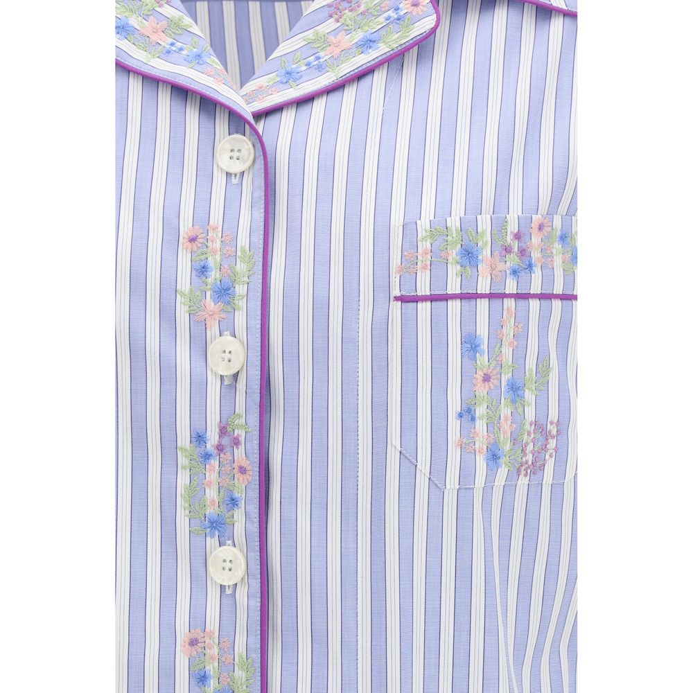 Dolce & Gabbana Blaues Baumwollhemd mit Muster-3
