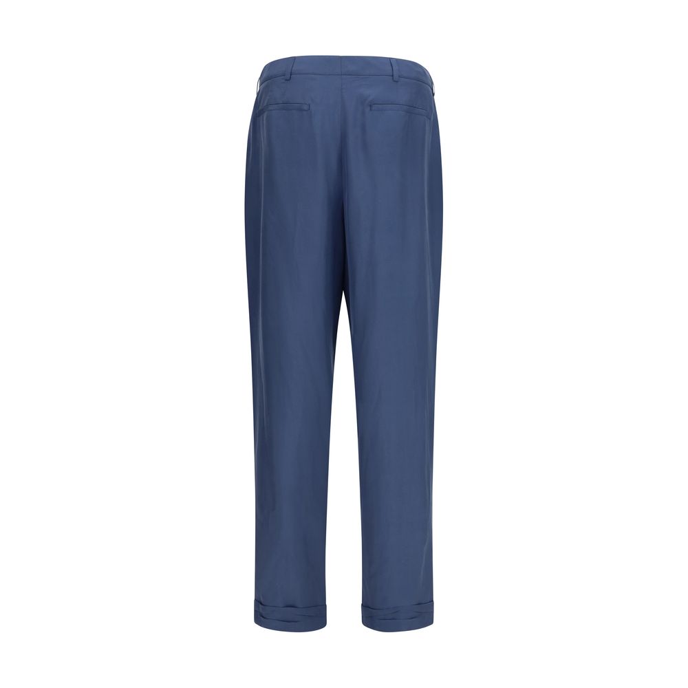 Saint Laurent Blaue Seiden-Anzughose-2