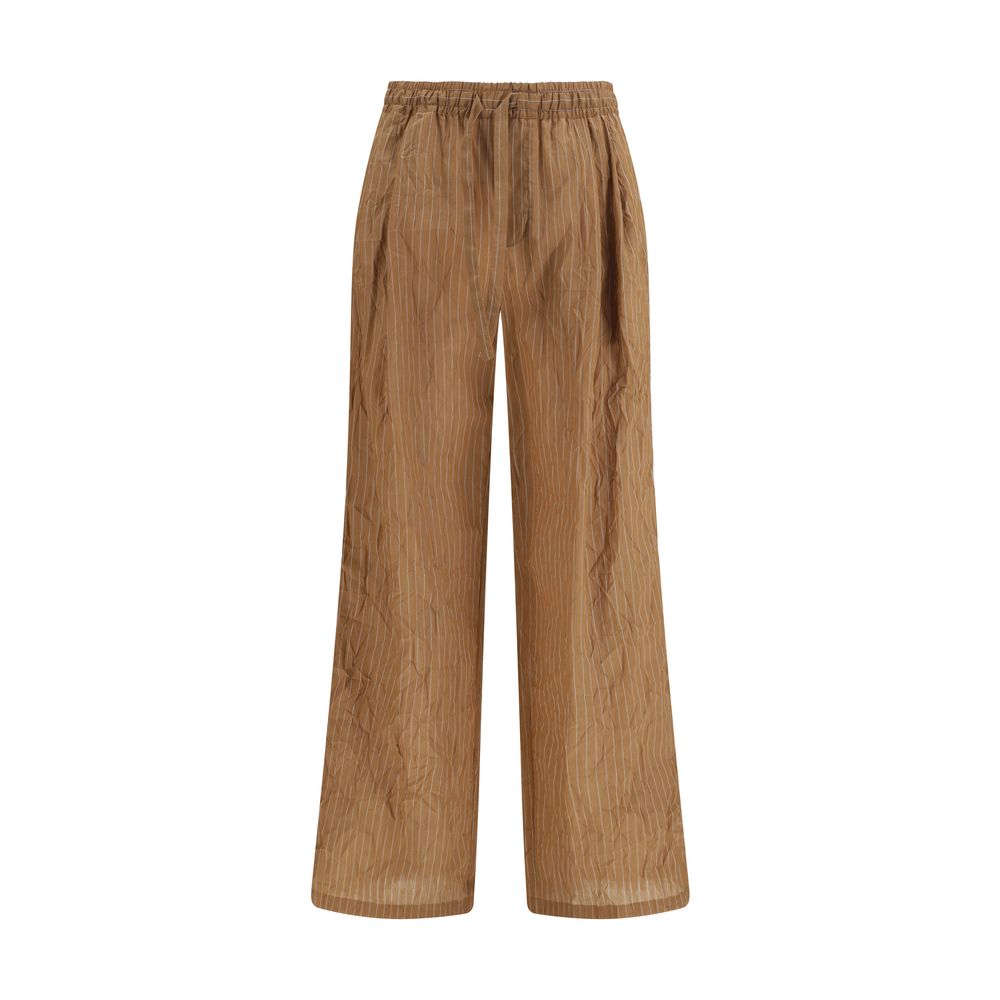 Dolce & Gabbana Brown Linen Casual Trousers