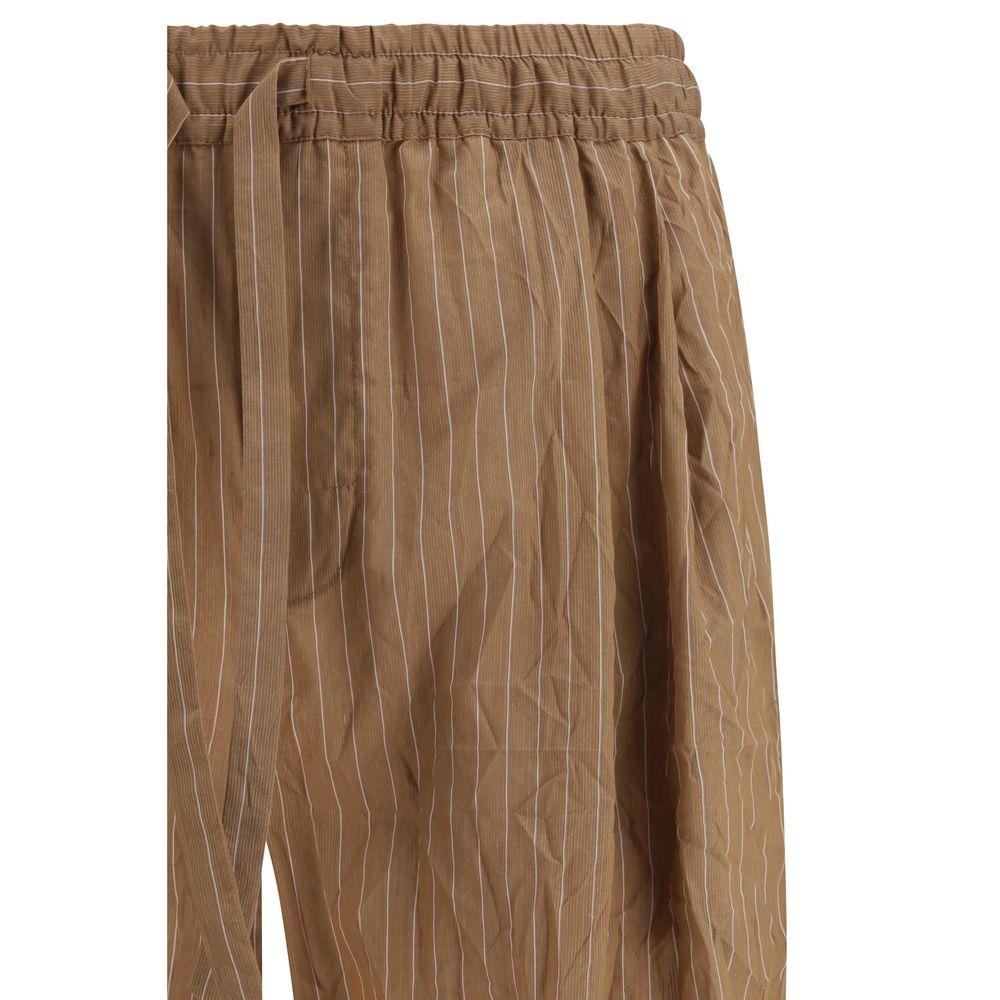 Dolce & Gabbana Brown Linen Casual Trousers-3
