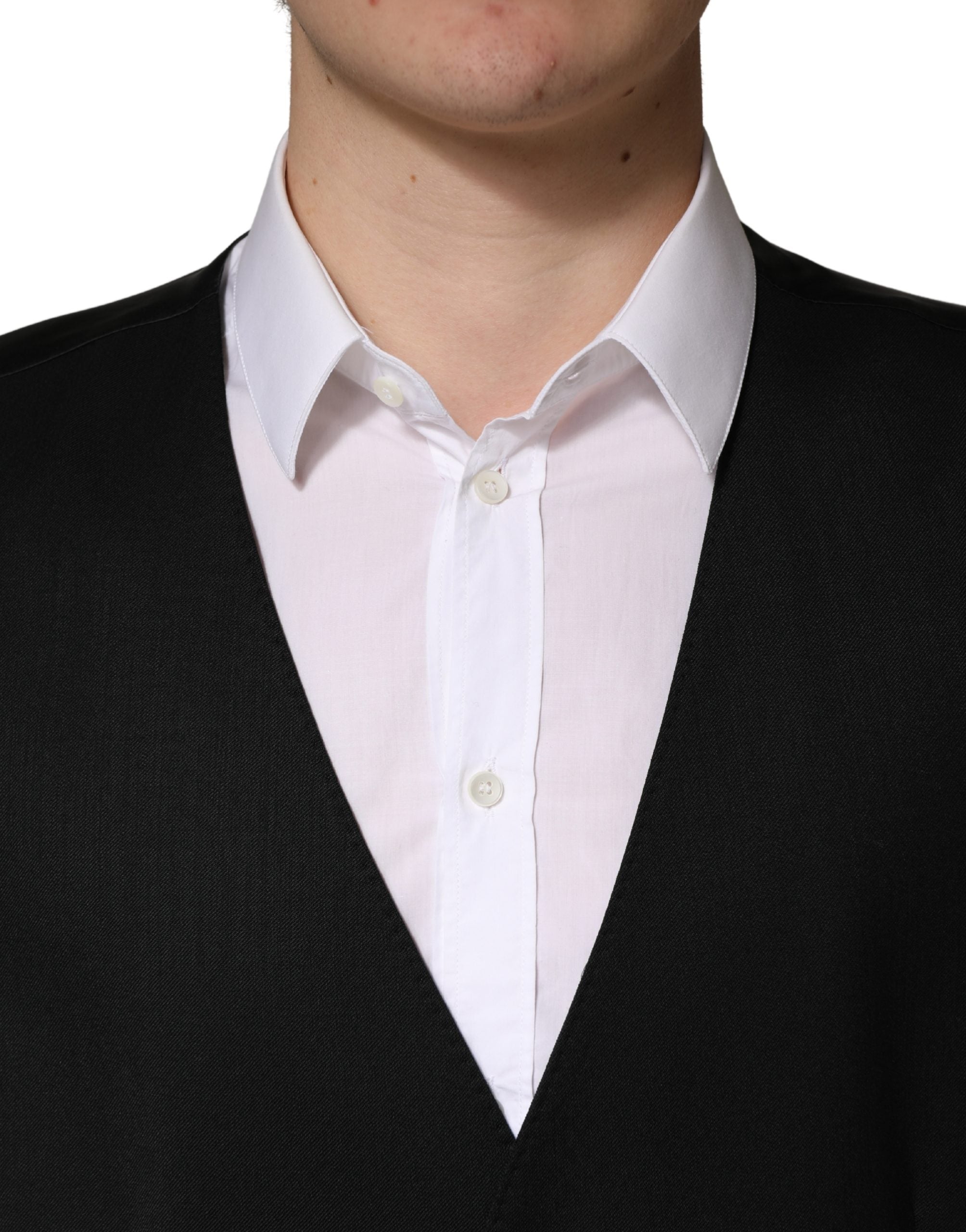 Dolce & Gabbana Schwarze Wollweste für Herren mit Einreiher-6