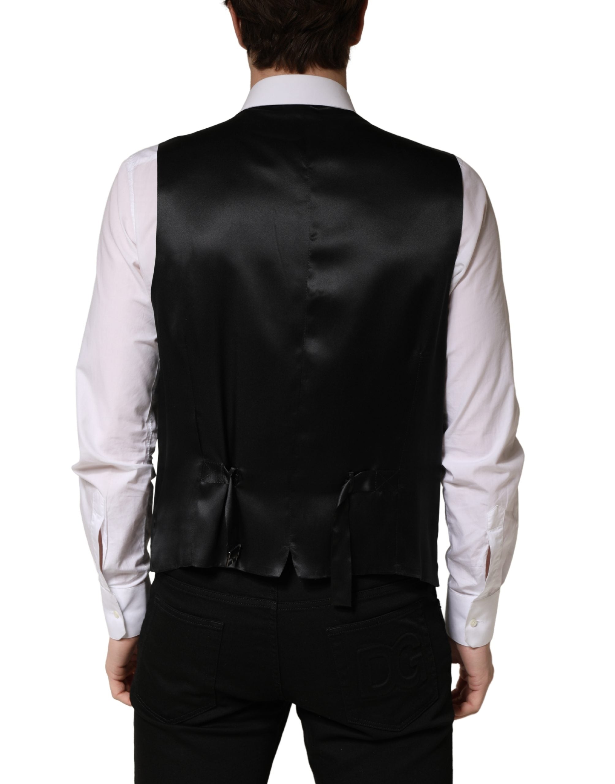 Dolce & Gabbana Schwarze Wollweste für Herren mit Einreiher-4