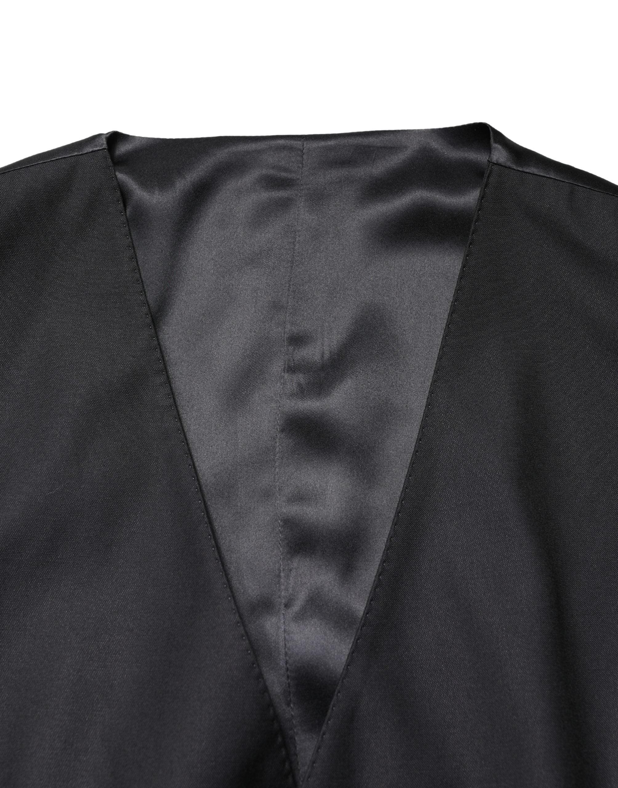 Dolce & Gabbana Schwarze Wollweste für Herren mit Einreiher-6