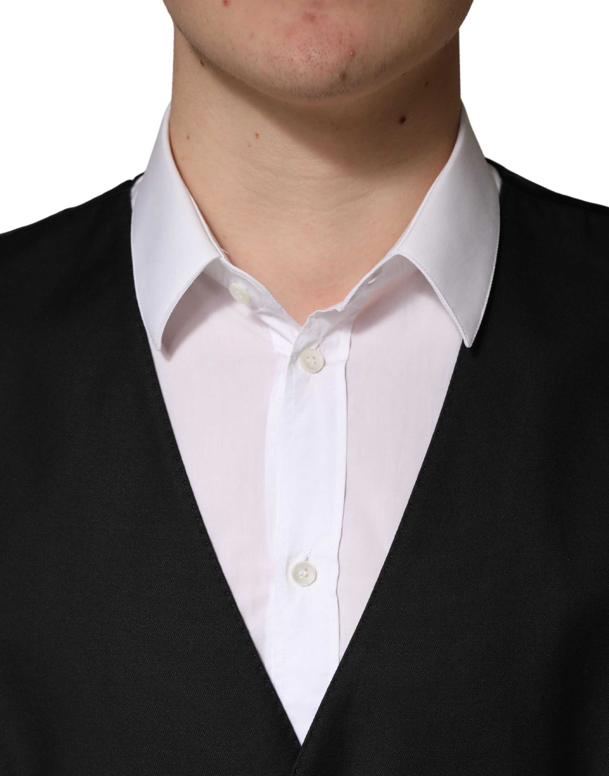 Dolce & Gabbana Schwarze Wollweste für Herren mit Einreiher-5