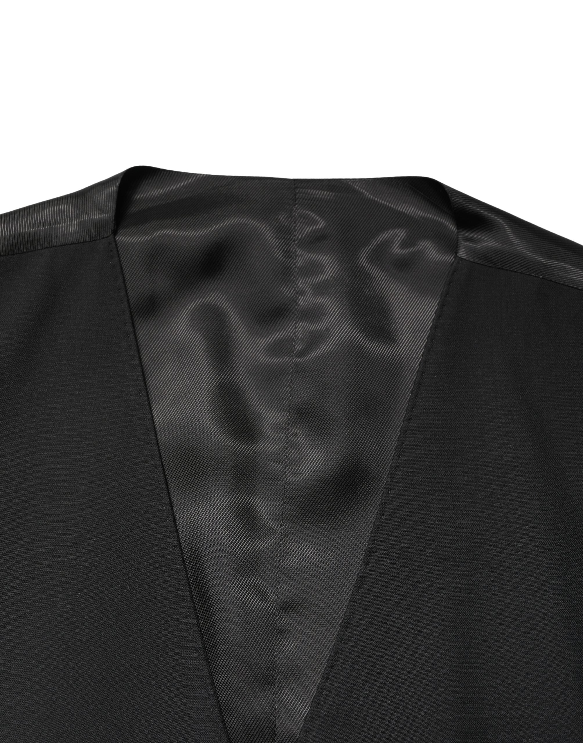 Dolce & Gabbana Schwarze Wollweste für Herren mit Einreiher-6