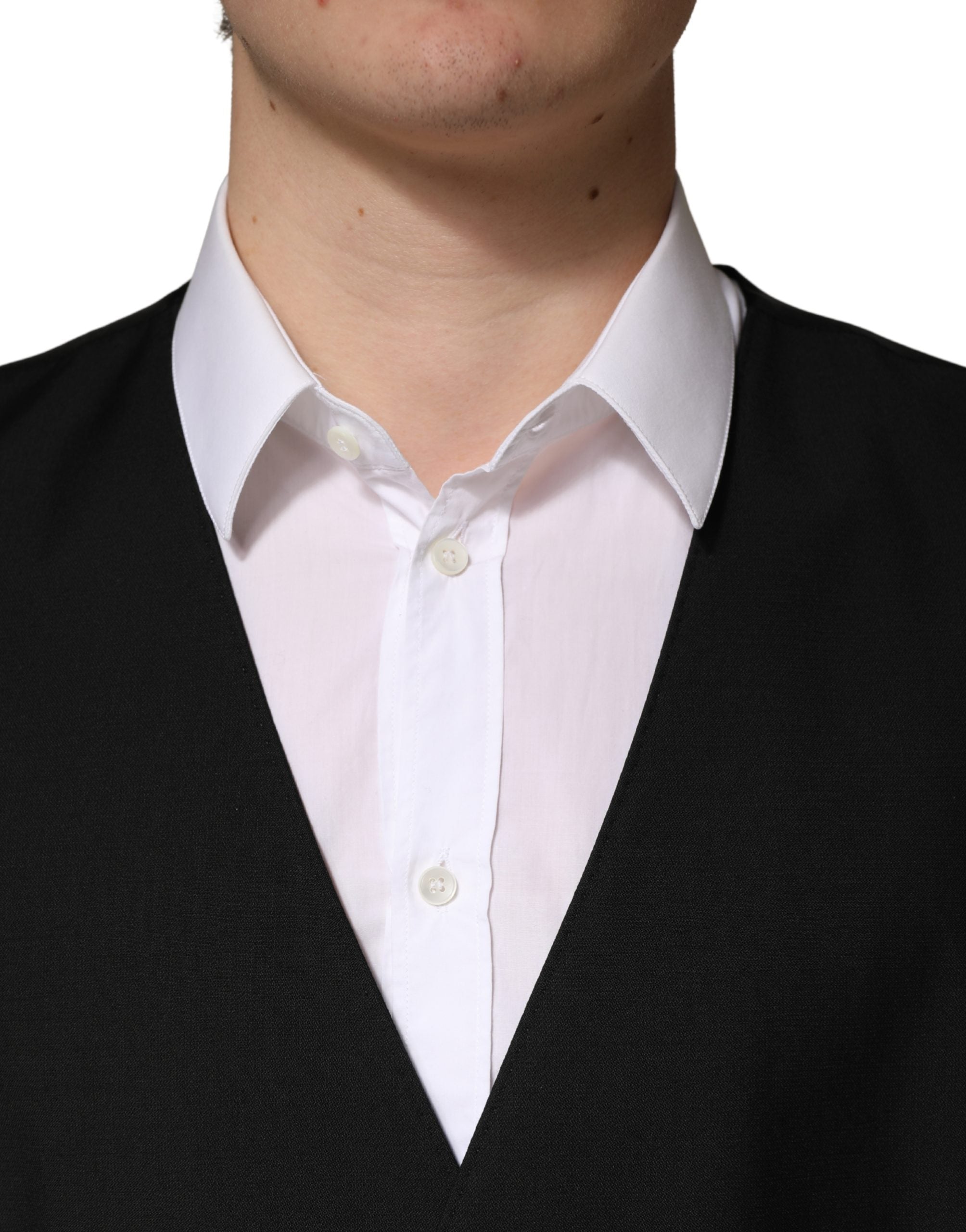 Dolce & Gabbana Schwarze Wollweste für Herren mit Einreiher-5