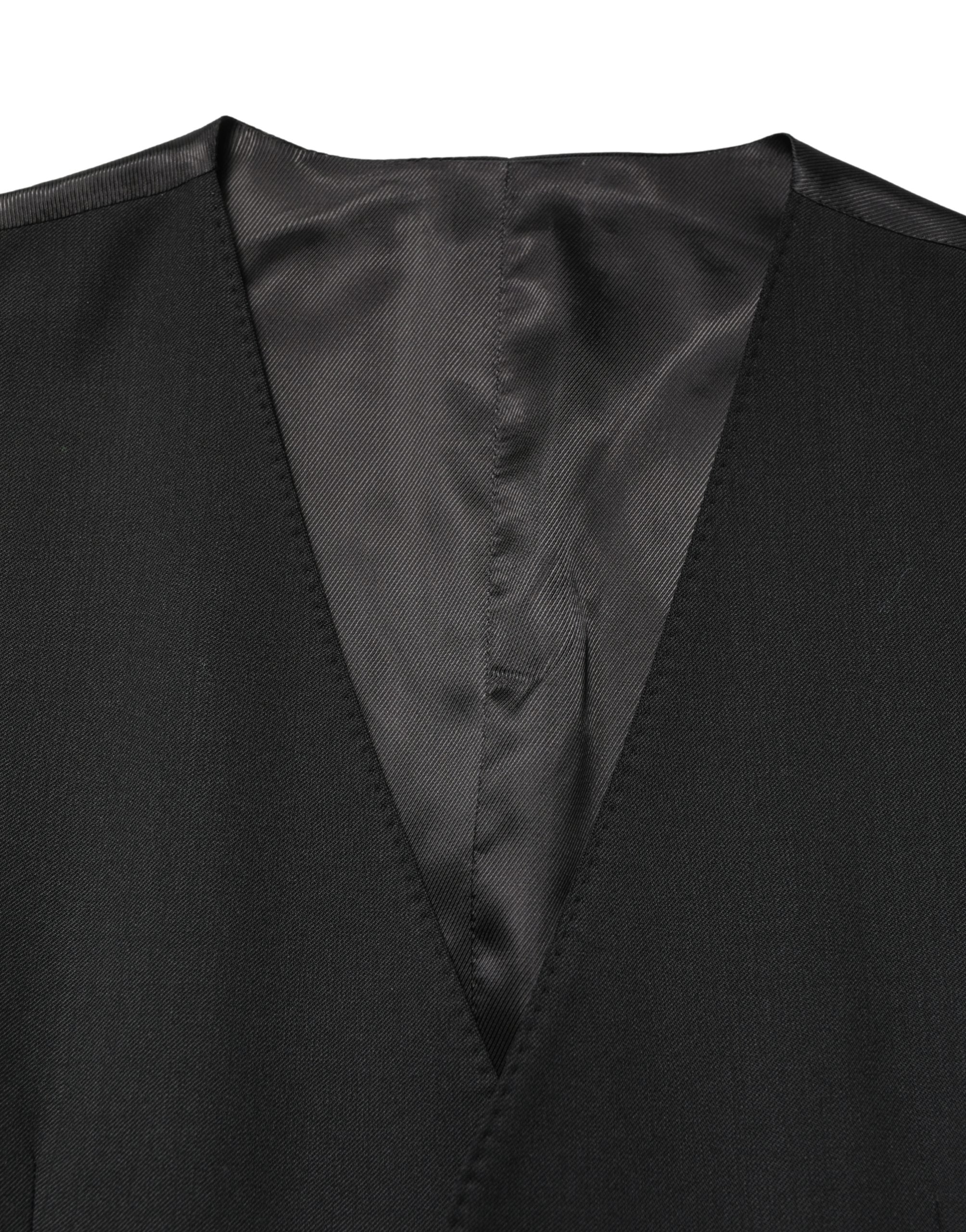 Dolce & Gabbana Schwarzer Woll-Weste für Herren mit Einreiher-6