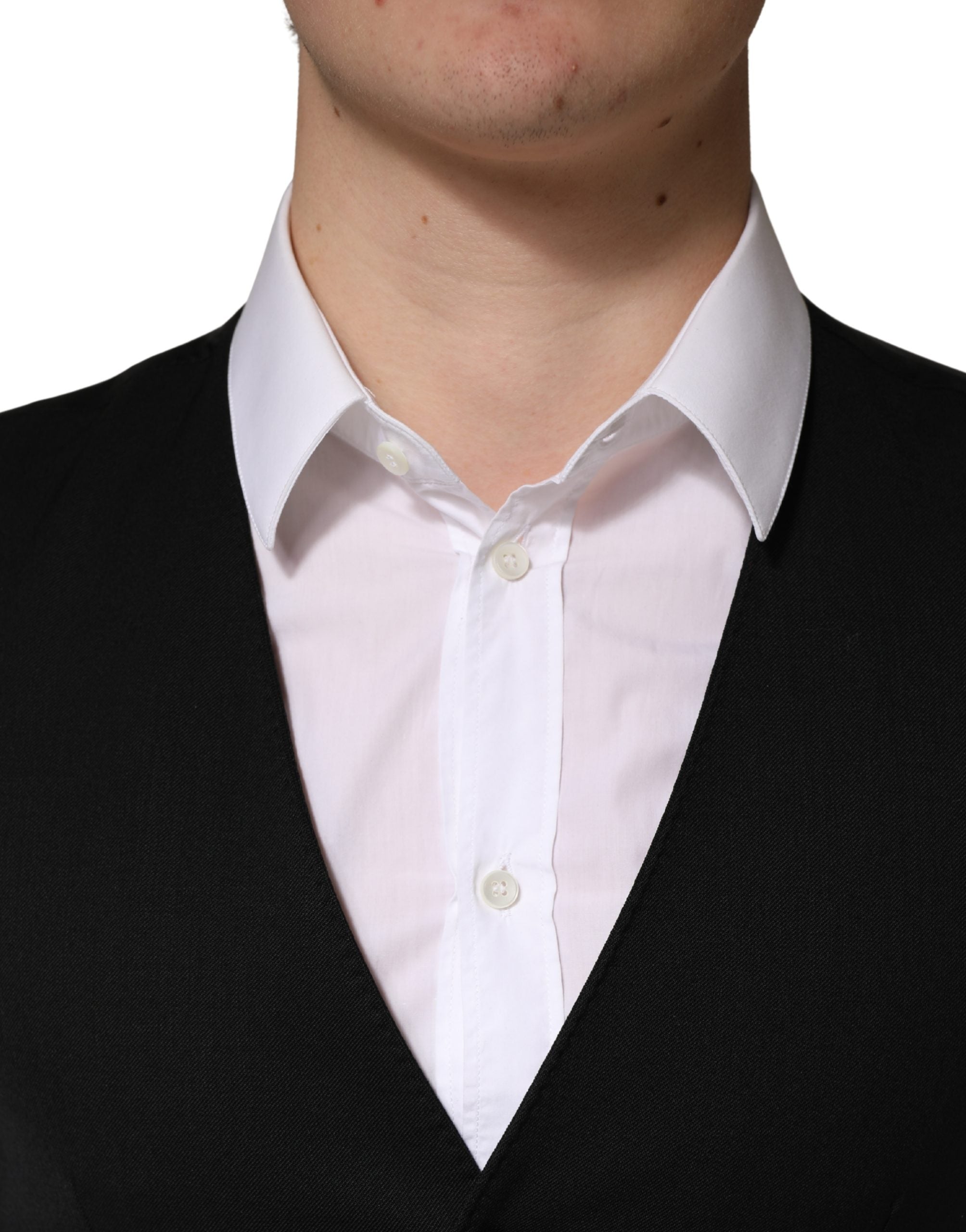 Dolce & Gabbana Schwarzer Woll-Weste für Herren mit Einreiher-5
