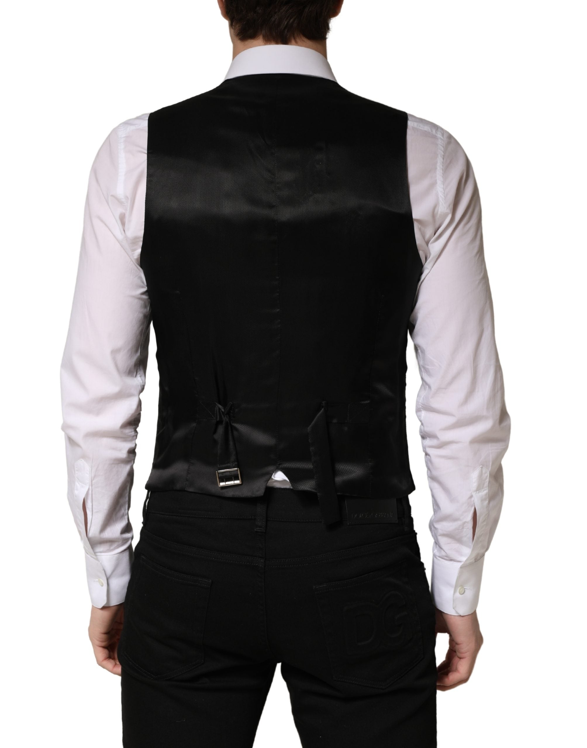 Dolce & Gabbana Schwarzer Woll-Weste für Herren mit Einreiher-4