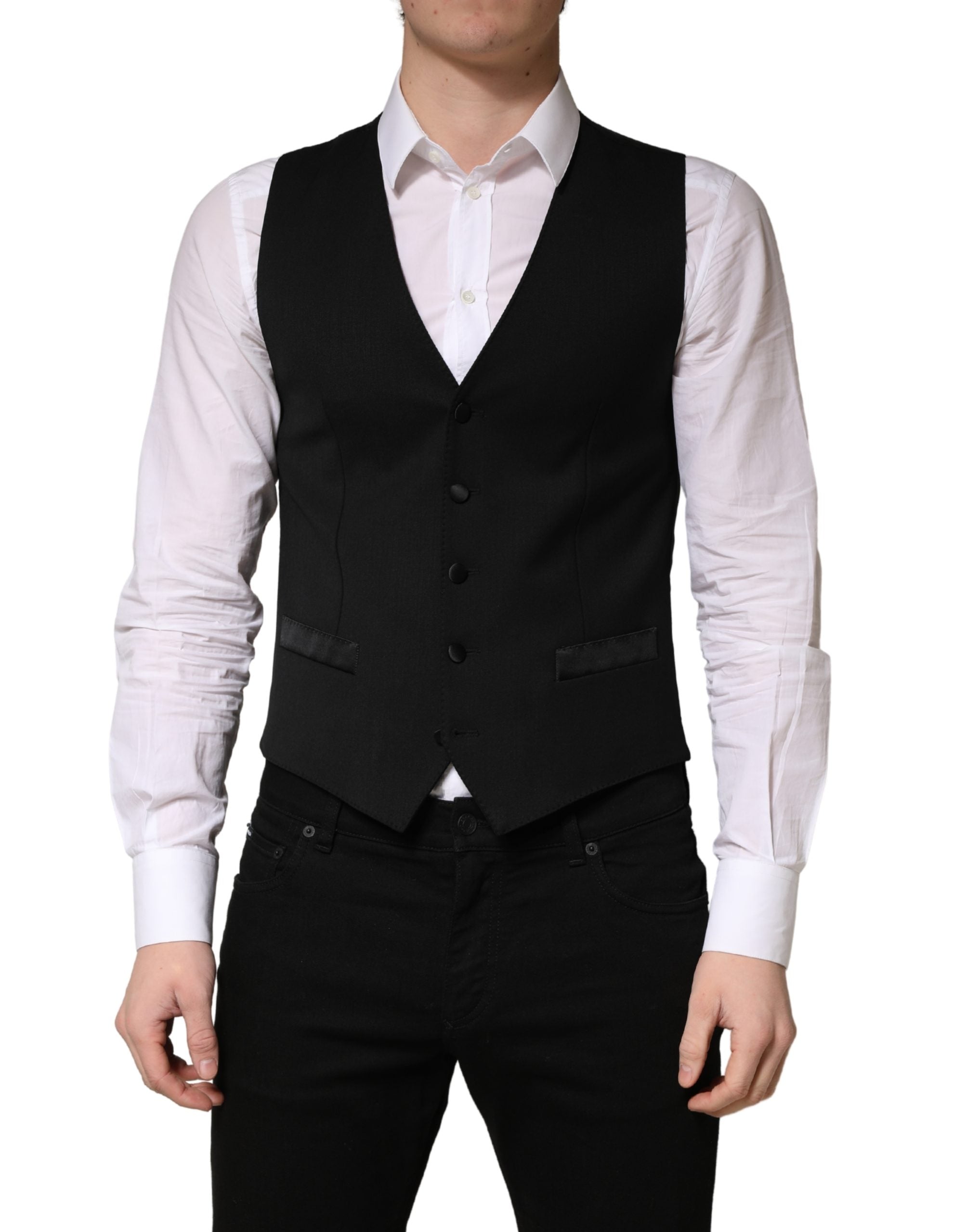 Dolce & Gabbana Schwarzer Woll-Weste für Herren mit Einreiher-2