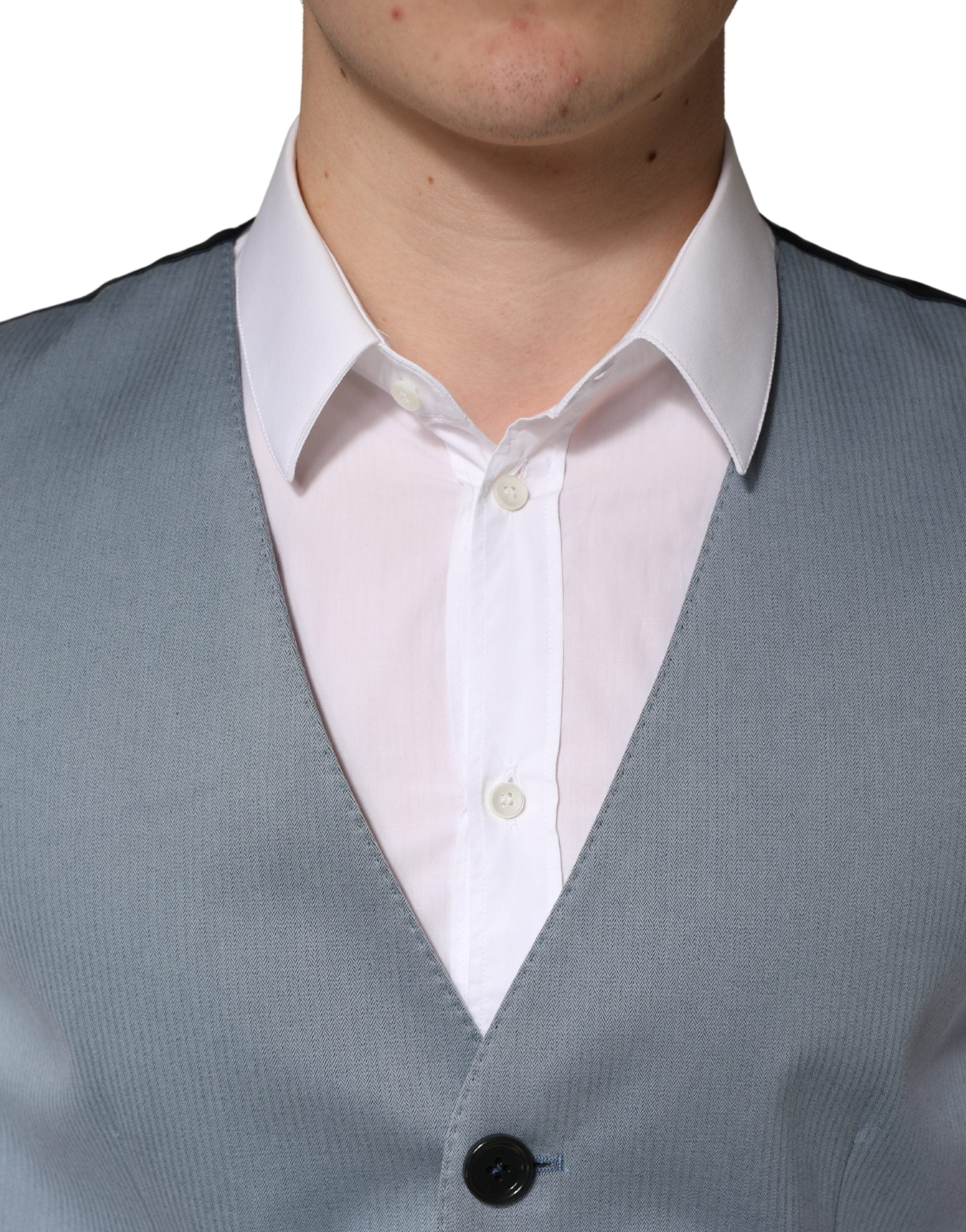 Dolce & Gabbana Graue Woll-Weste für Herren mit Einreiher-5