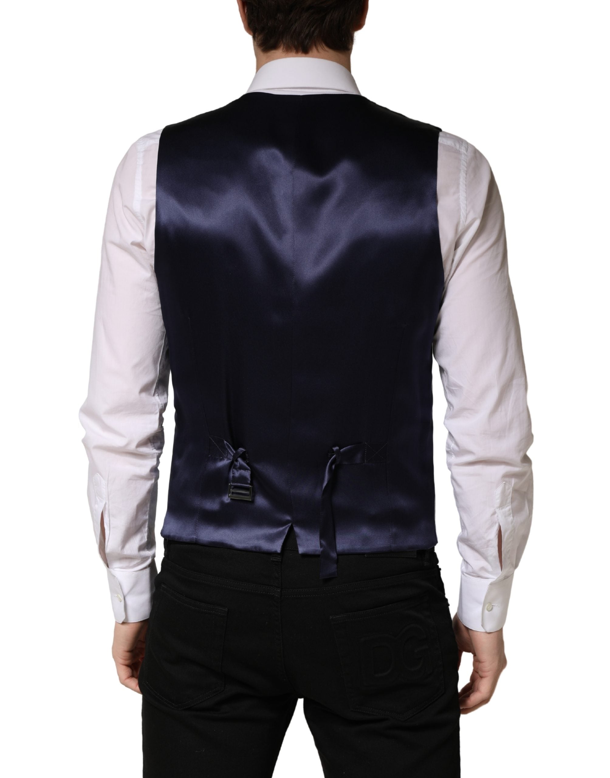 Dolce & Gabbana Graue Woll-Weste für Herren mit Einreiher-4