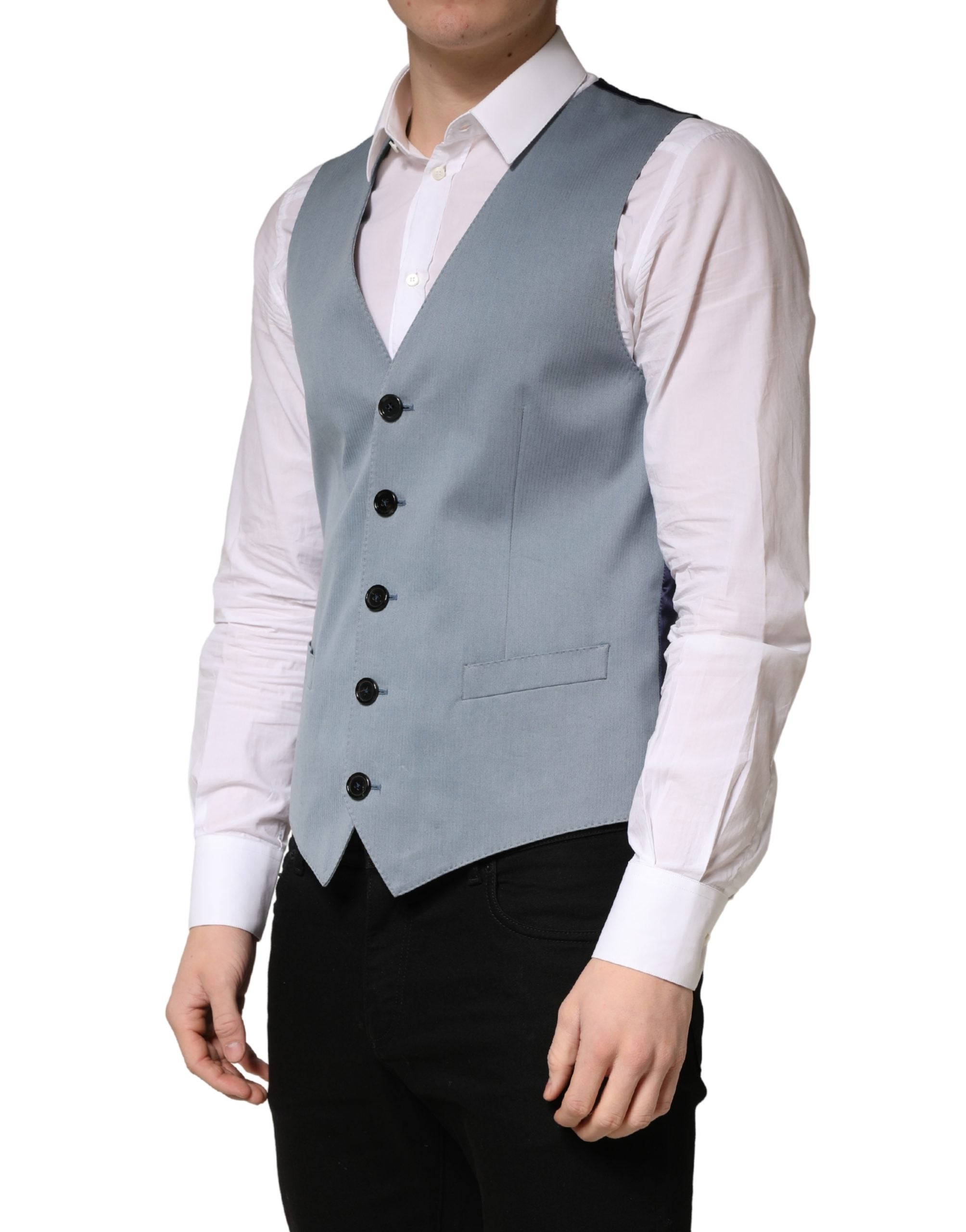 Dolce & Gabbana Graue Woll-Weste für Herren mit Einreiher-3