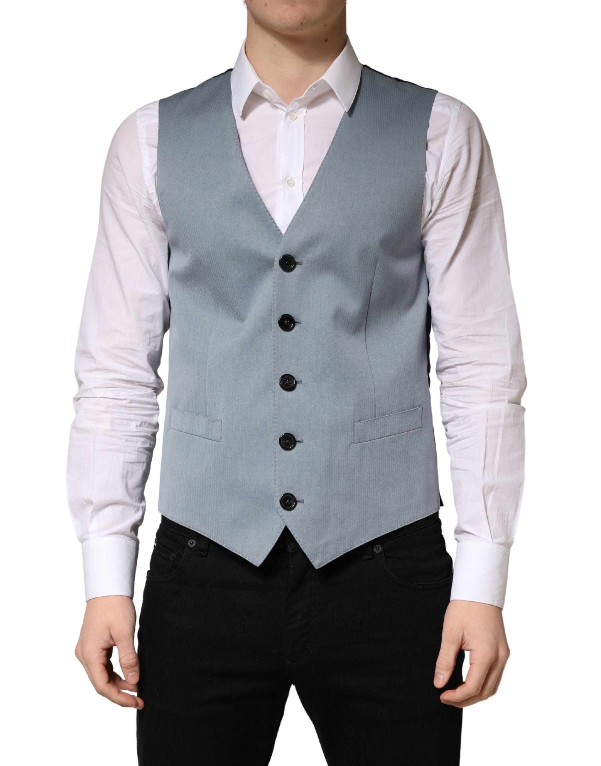 Dolce & Gabbana Graue Woll-Weste für Herren mit Einreiher-1