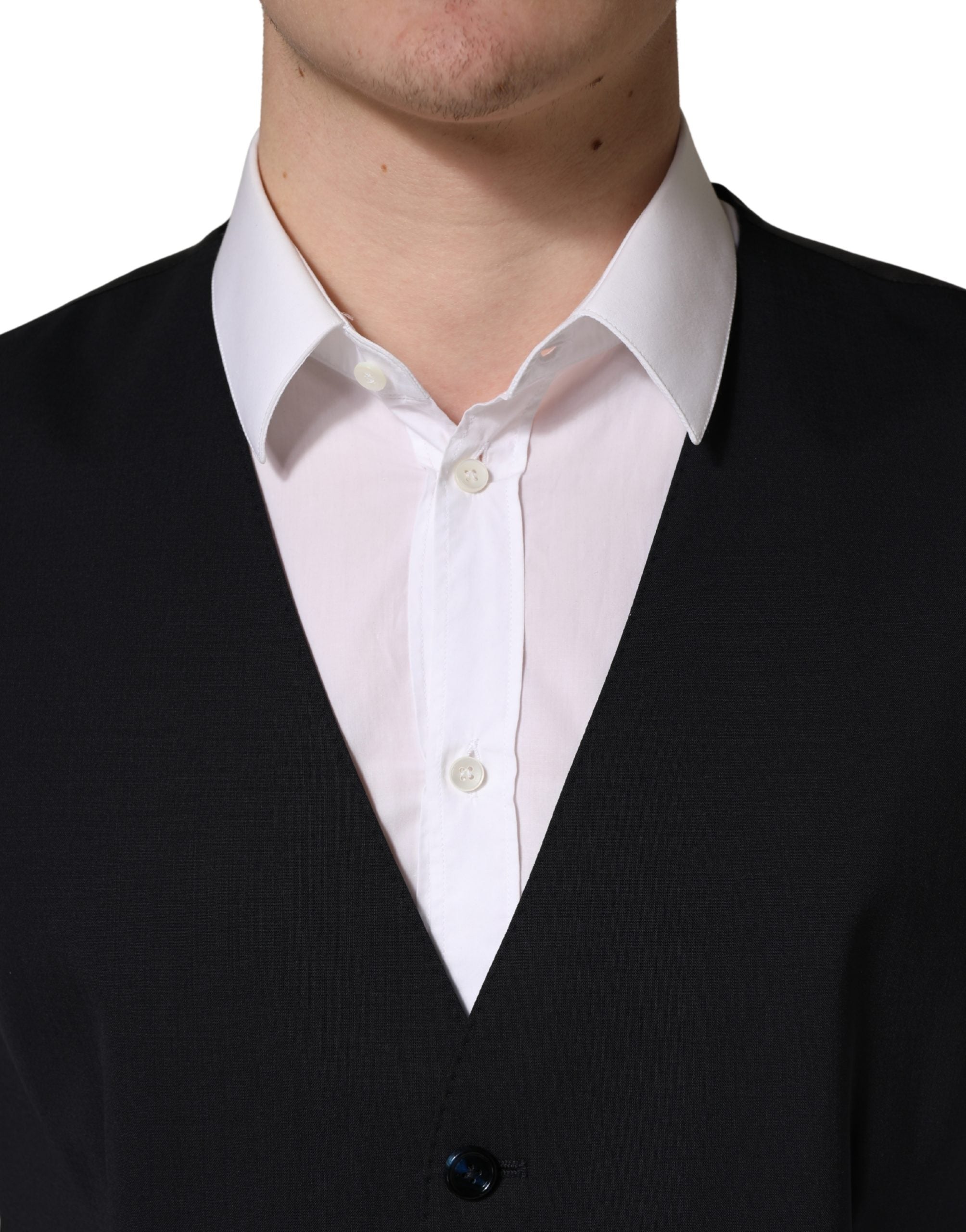 Dolce & Gabbana Schwarze Wollweste mit schmaler Passform-5