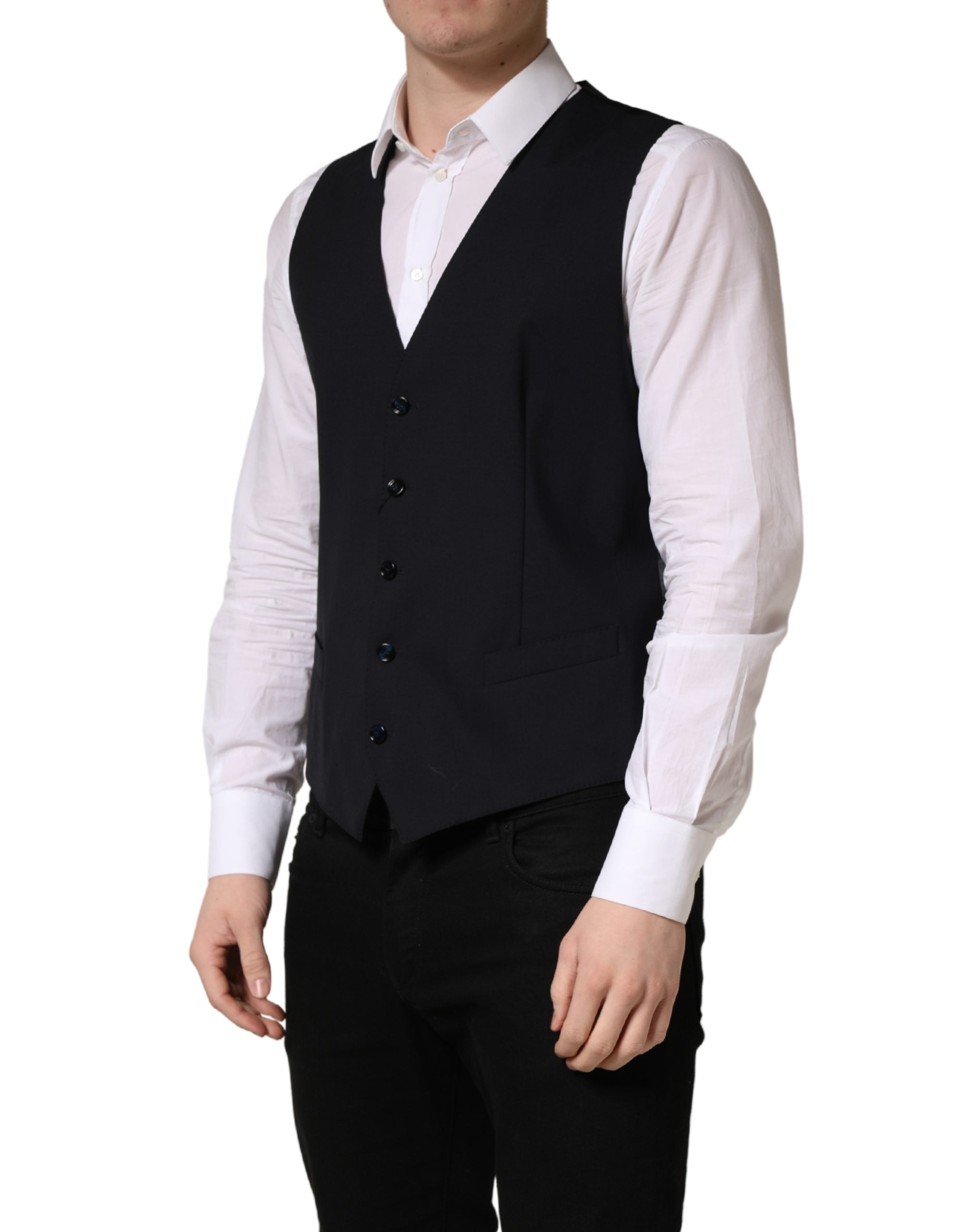 Dolce & Gabbana Schwarze Wollweste mit schmaler Passform-3