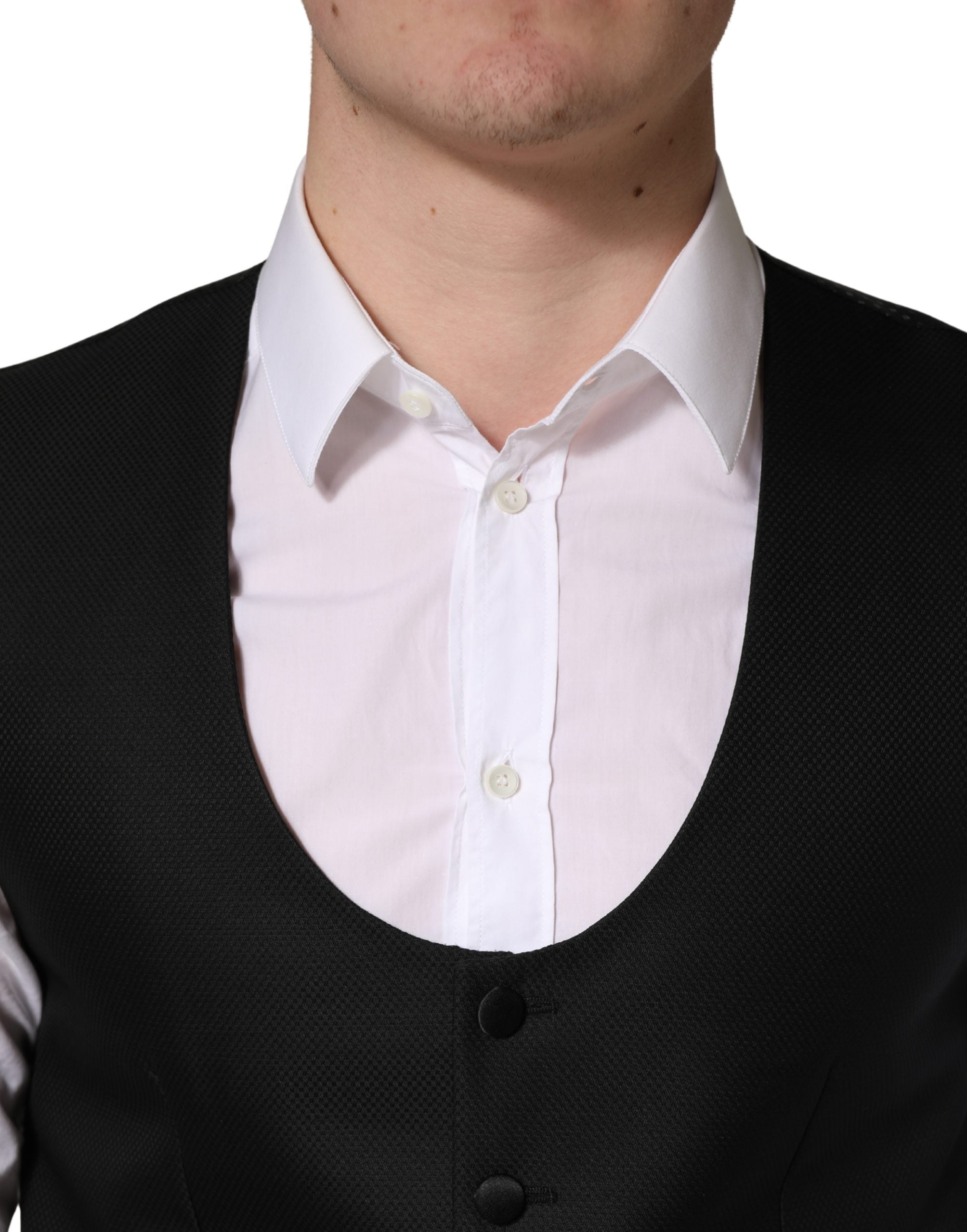 Dolce & Gabbana Schwarze Wollweste mit schmaler Passform-5