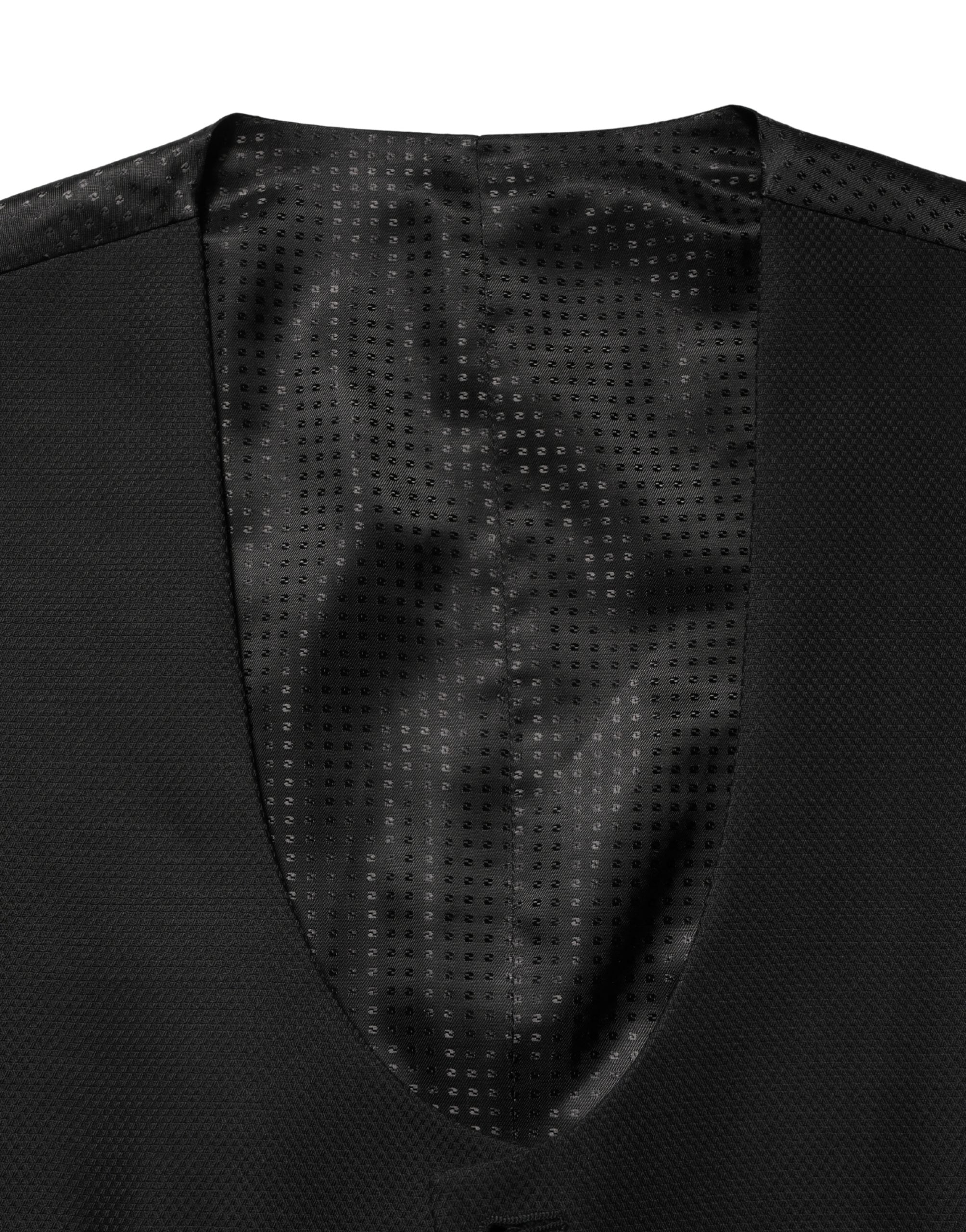Dolce & Gabbana Schwarze Wollweste mit schmaler Passform-6