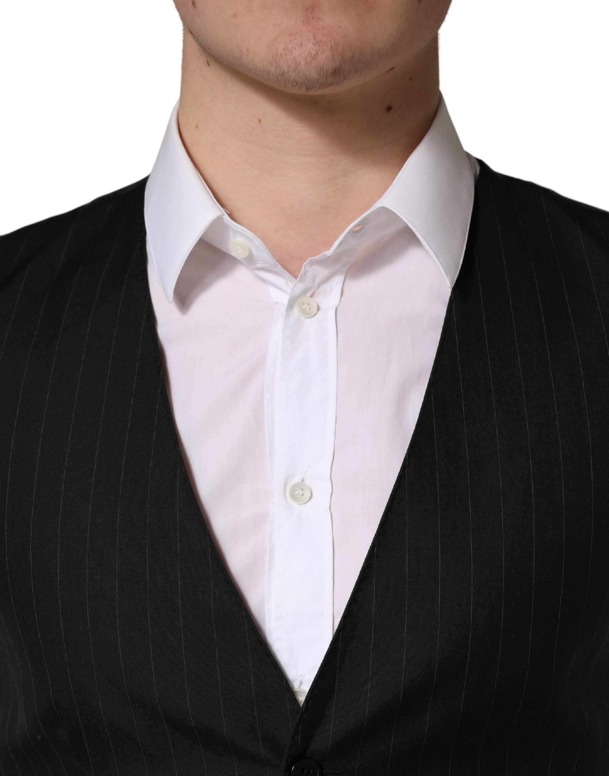 Dolce & Gabbana Schwarze Weste mit Streifen, einreihig-5