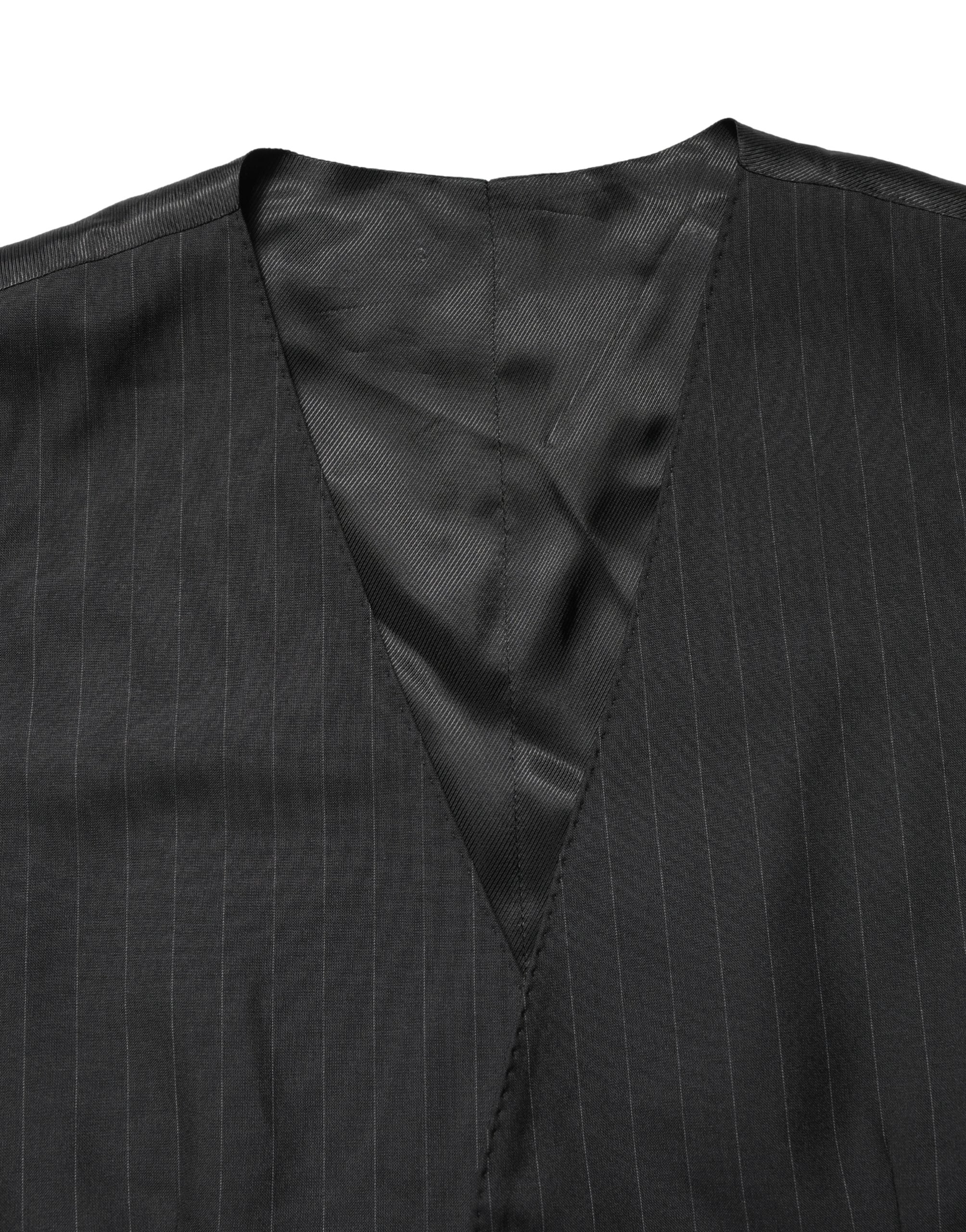 Dolce & Gabbana Schwarze Weste mit Streifen, einreihig-6