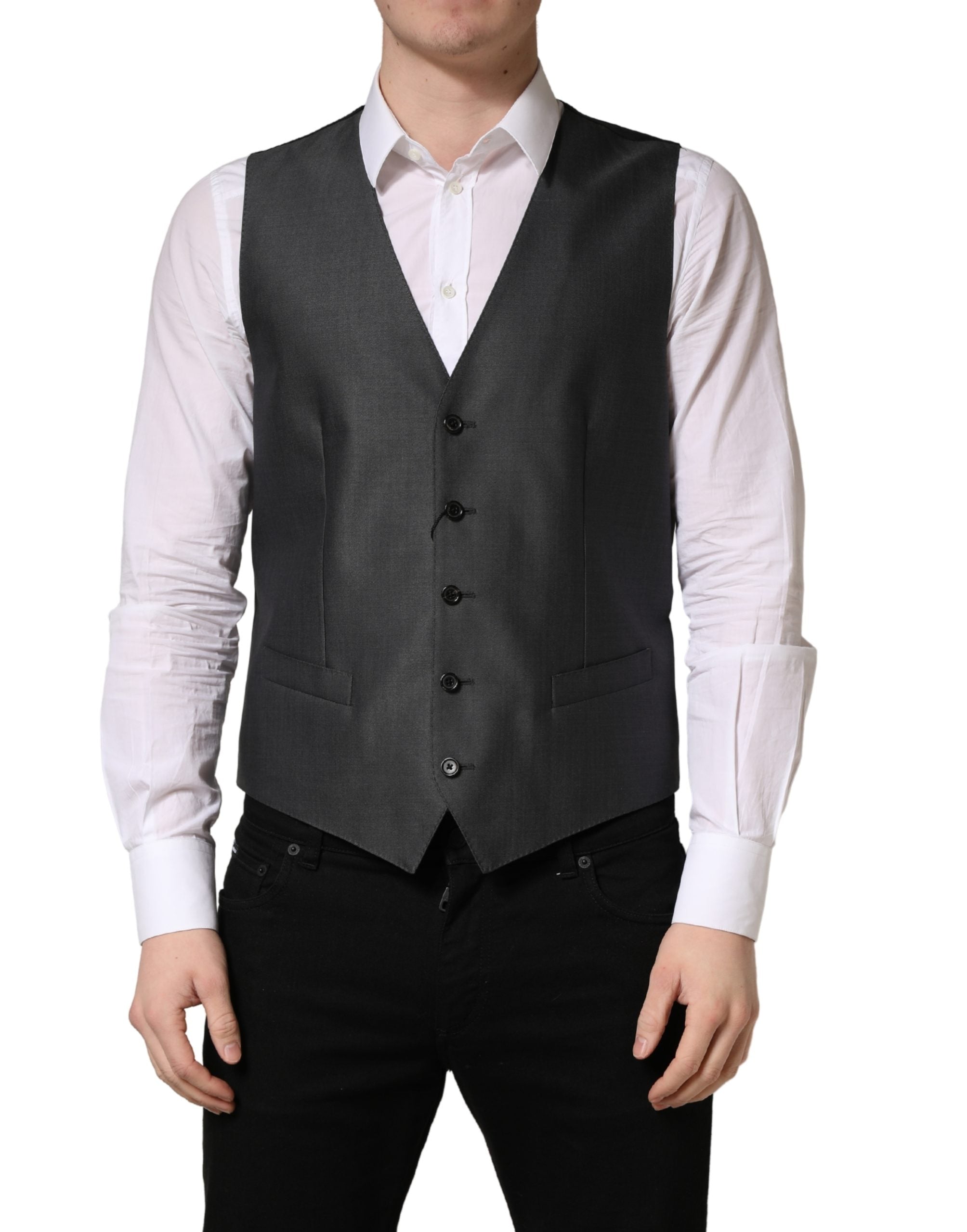 Dolce & Gabbana Dunkelgrauer einreihiger Herrenweste-2
