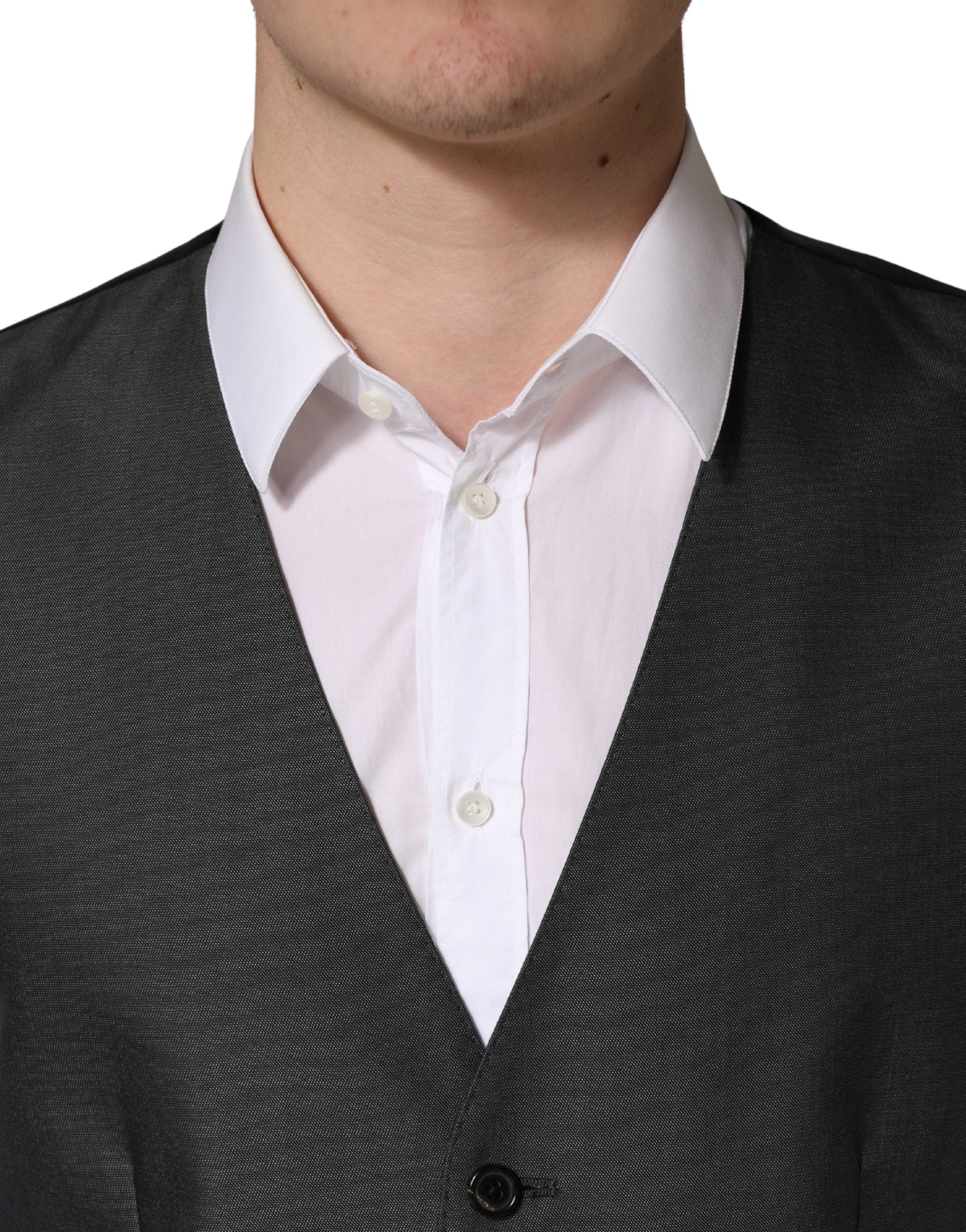 Dolce & Gabbana Dunkelgrauer einreihiger Herrenweste-5