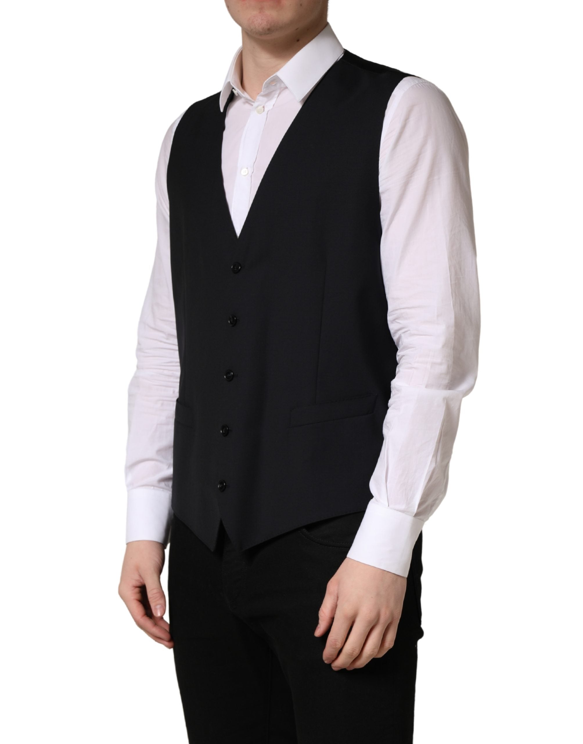 Dolce & Gabbana Schwarze Wollweste mit schmaler Passform-3