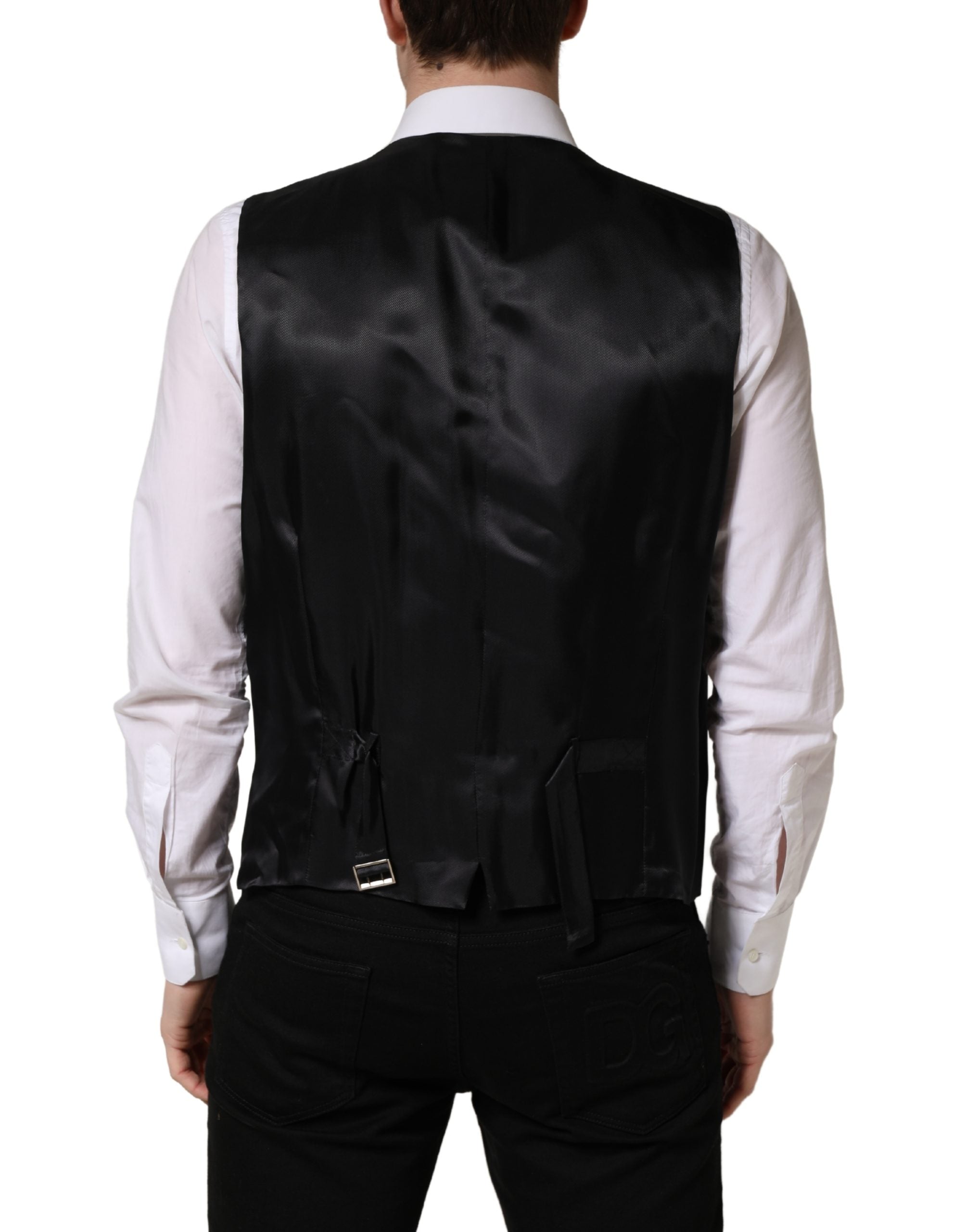 Dolce & Gabbana Schwarze Wollweste mit schmaler Passform-4