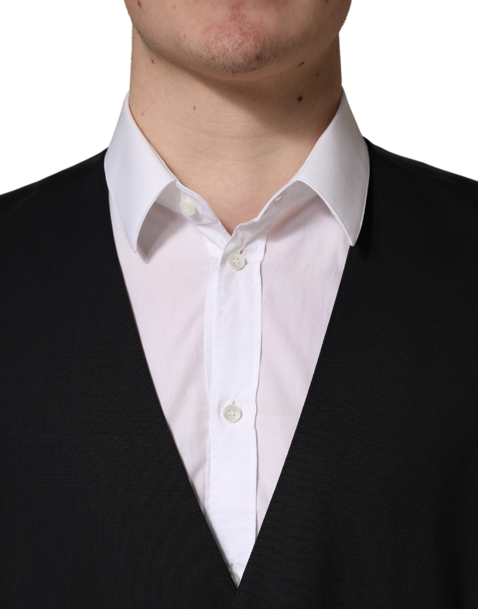 Dolce & Gabbana Schwarze Wollweste mit schmaler Passform-5