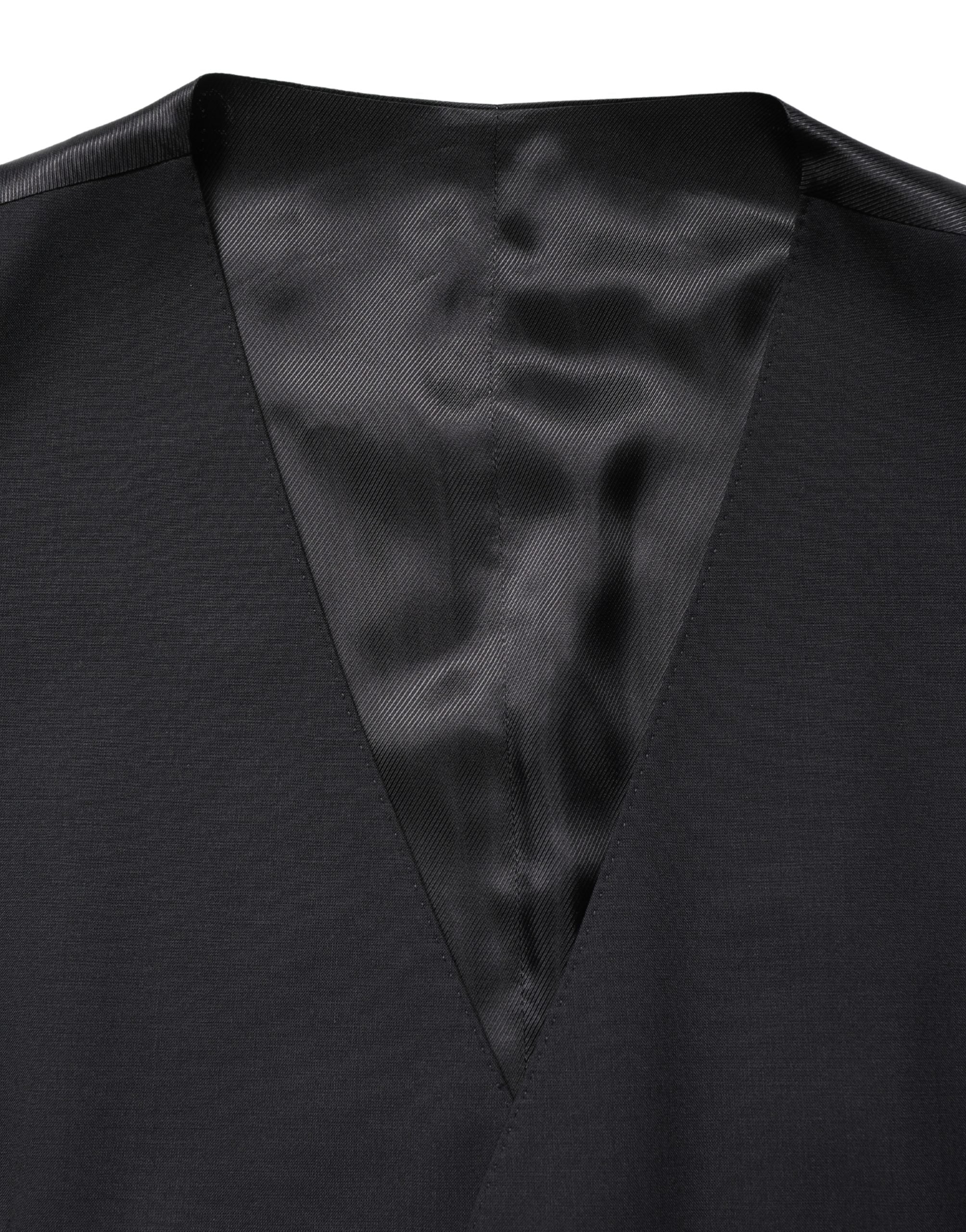 Dolce & Gabbana Schwarze Wollweste mit schmaler Passform-6