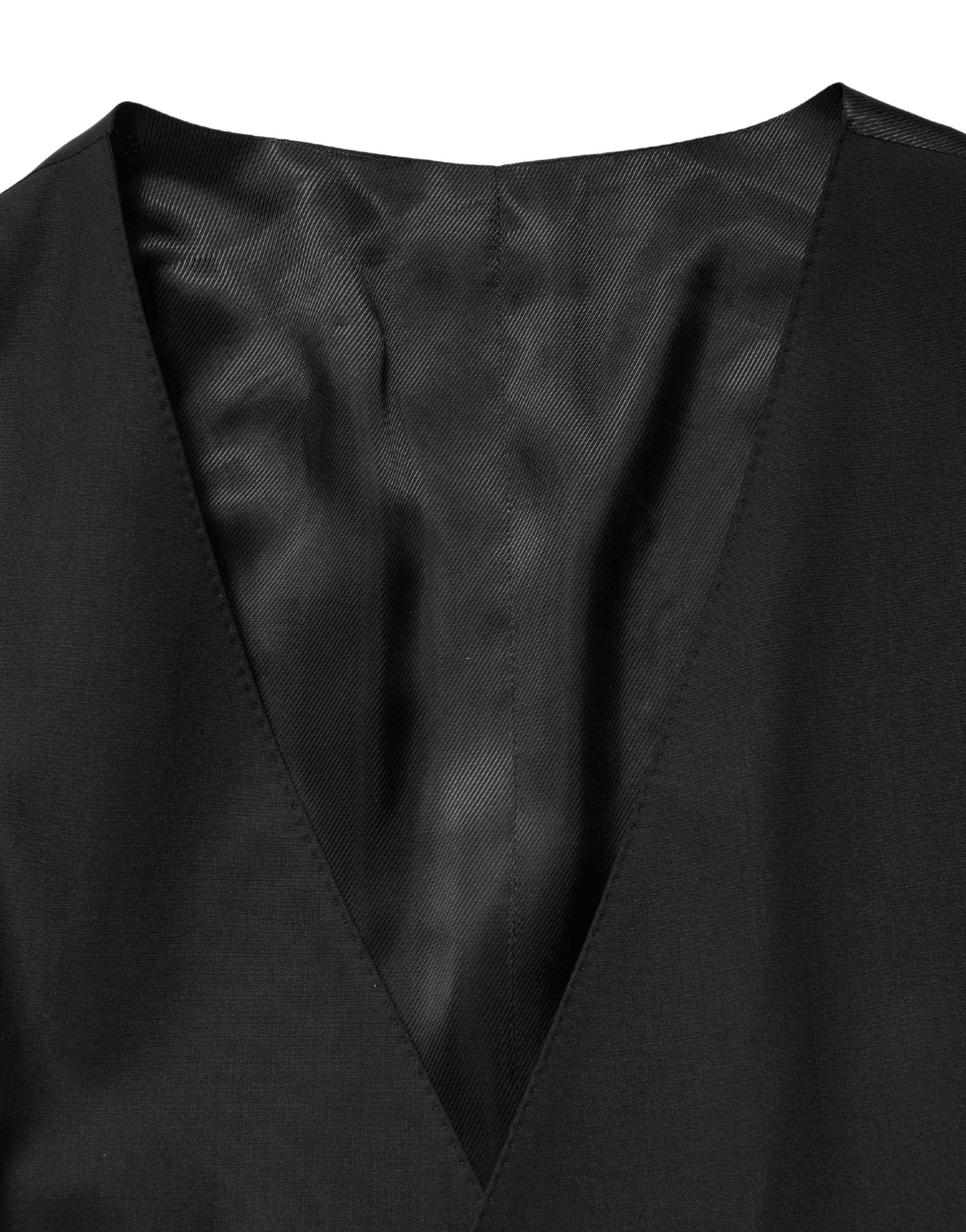 Dolce & Gabbana Schwarze Wollweste mit schmaler Passform-6