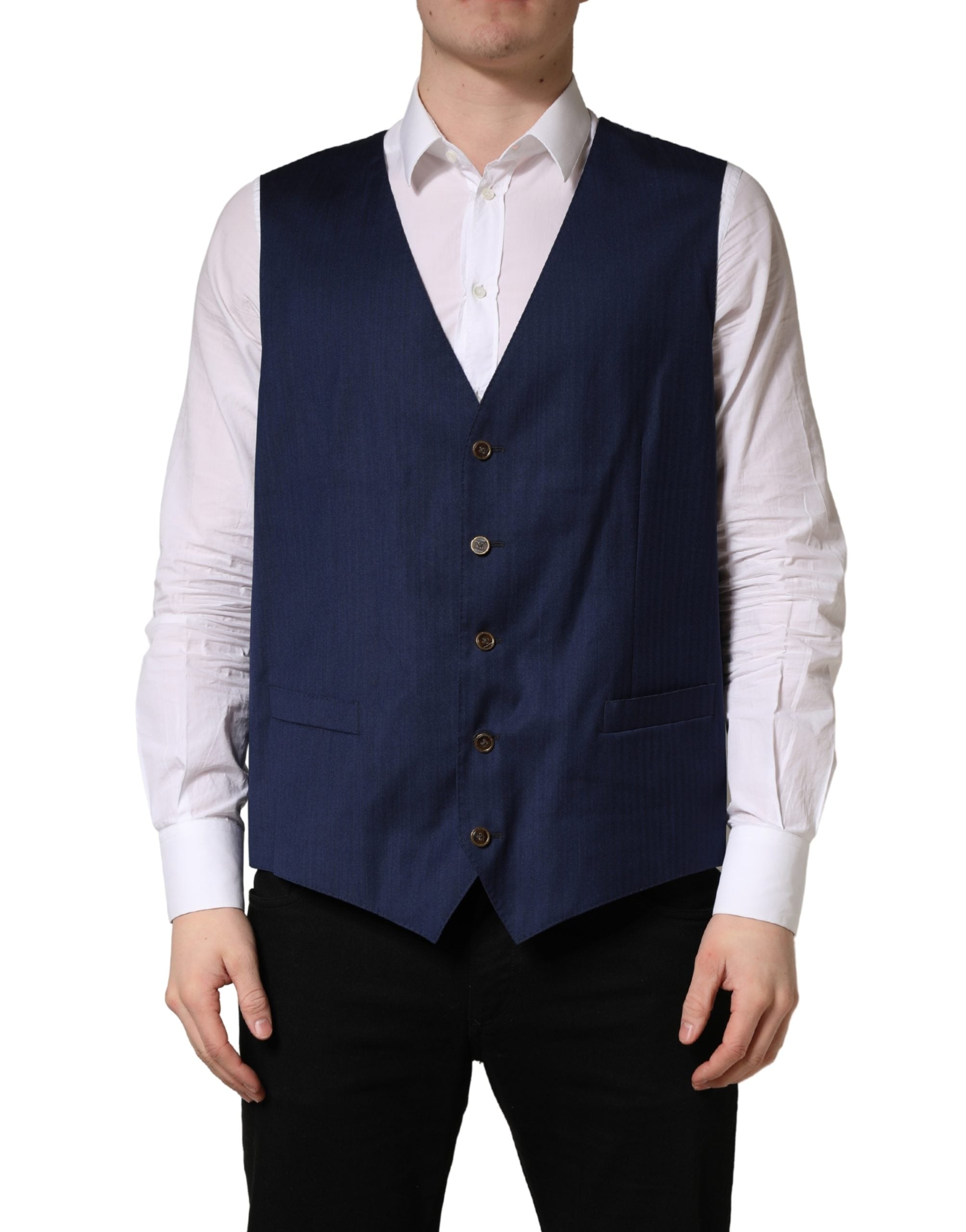 Dolce & Gabbana Marineblaue Wollweste für formelle Anlässe-1