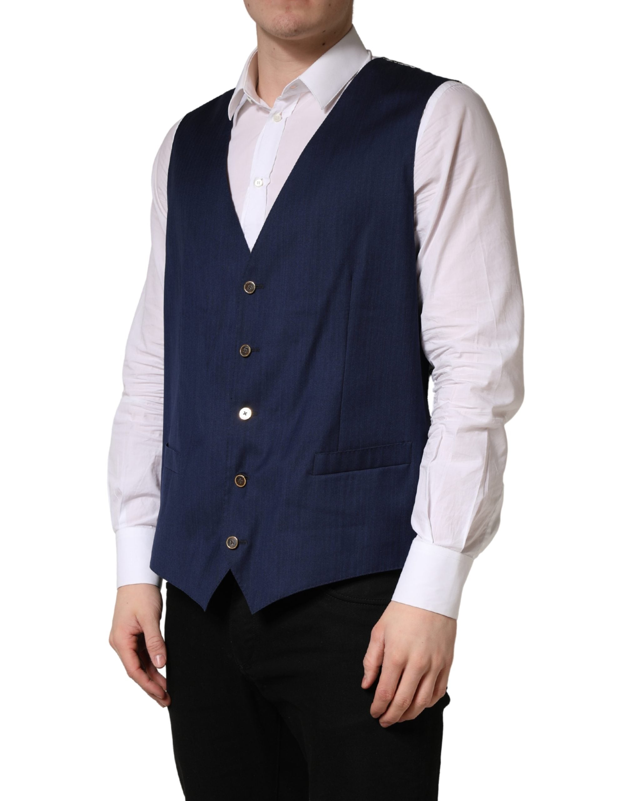 Dolce & Gabbana Marineblaue Wollweste für formelle Anlässe-3