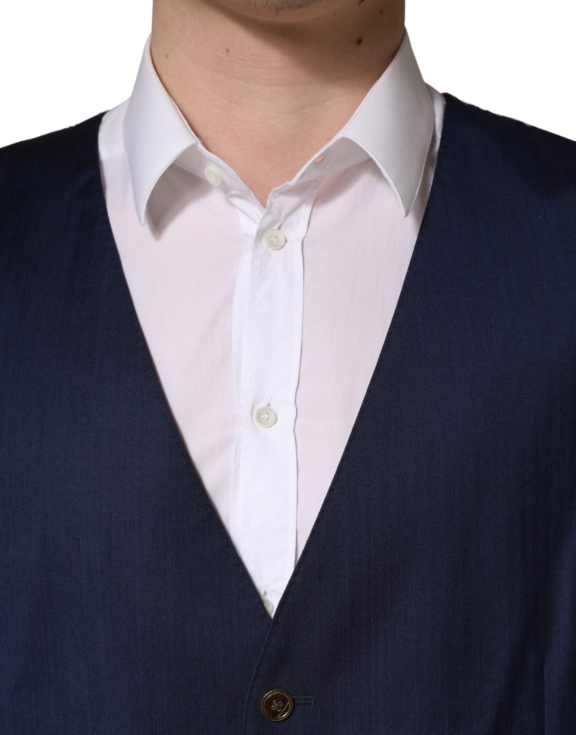 Dolce & Gabbana Marineblaue Wollweste für formelle Anlässe-5